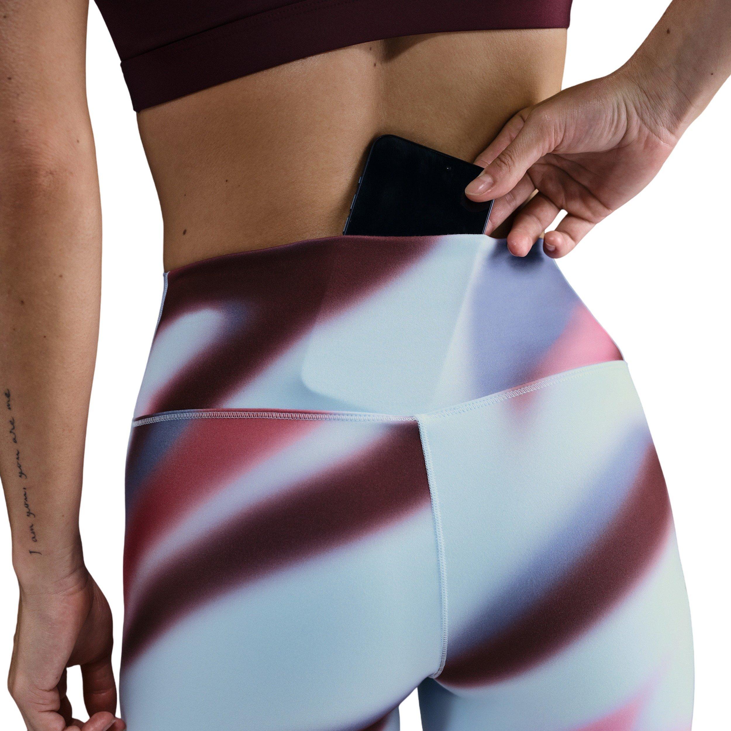 Nike Women's One Dri-FIT High-Waisted 7/8 Leggings -Burgundy/Pink - BURGUNDY/PINK Thumbnail View 6