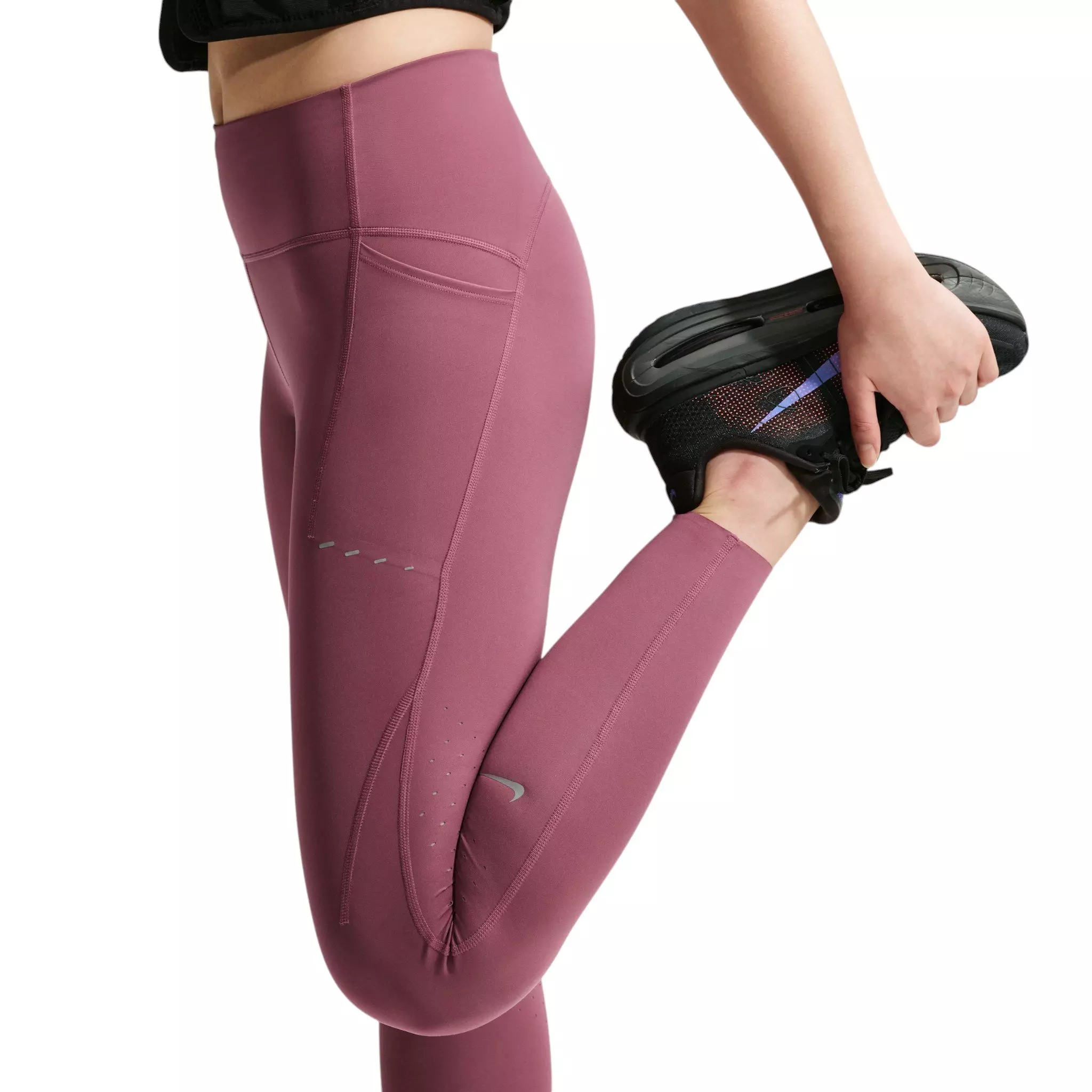 Nike Women's Swift High-Waisted 7/8 Running Leggings with Pockets - Pink Smoke - PINK SMOKE