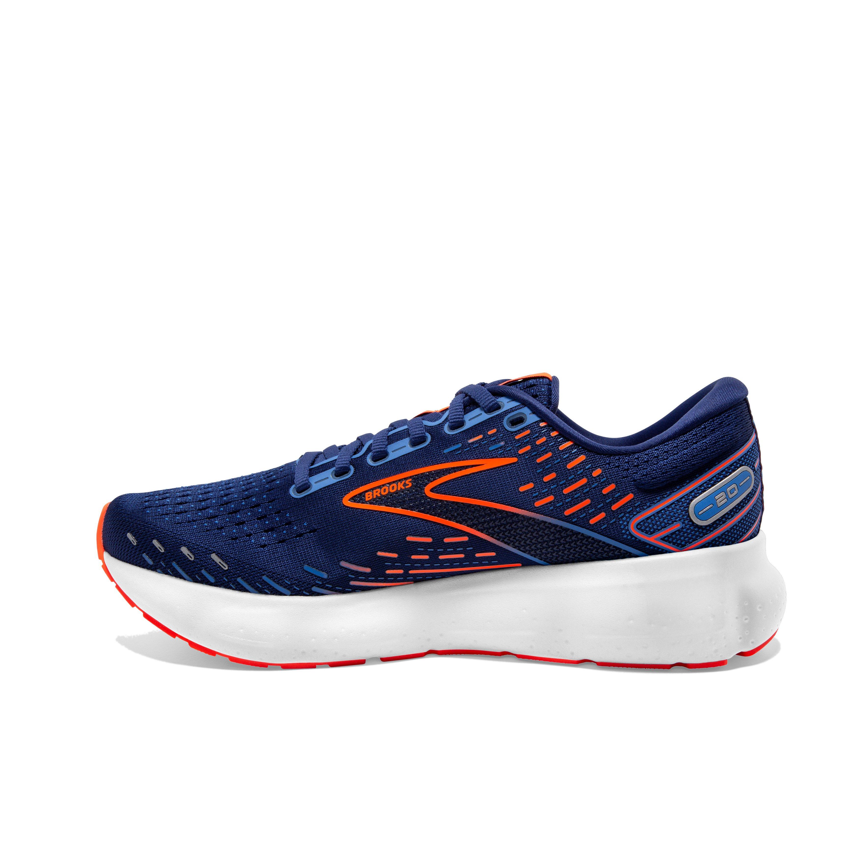 Brooks Glycerin 20 "Blue Depths/Palace Blue/Orange" Men's Wide Running Shoe - BLUE/BLUE/ORANGE Thumbnail View 2