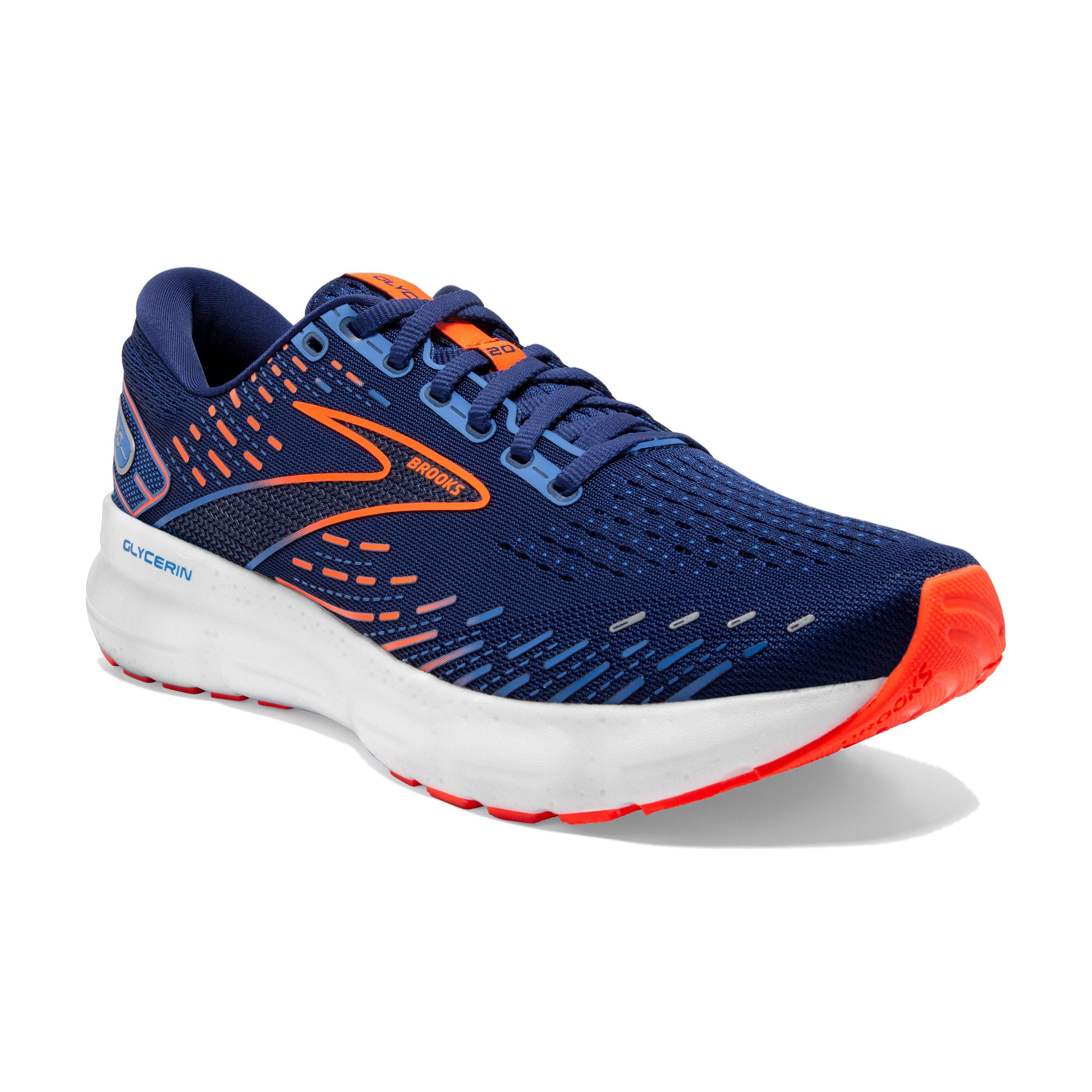 Brooks Glycerin 20 "Blue Depths/Palace Blue/Orange" Men's Wide Running Shoe - BLUE/BLUE/ORANGE Thumbnail View 3