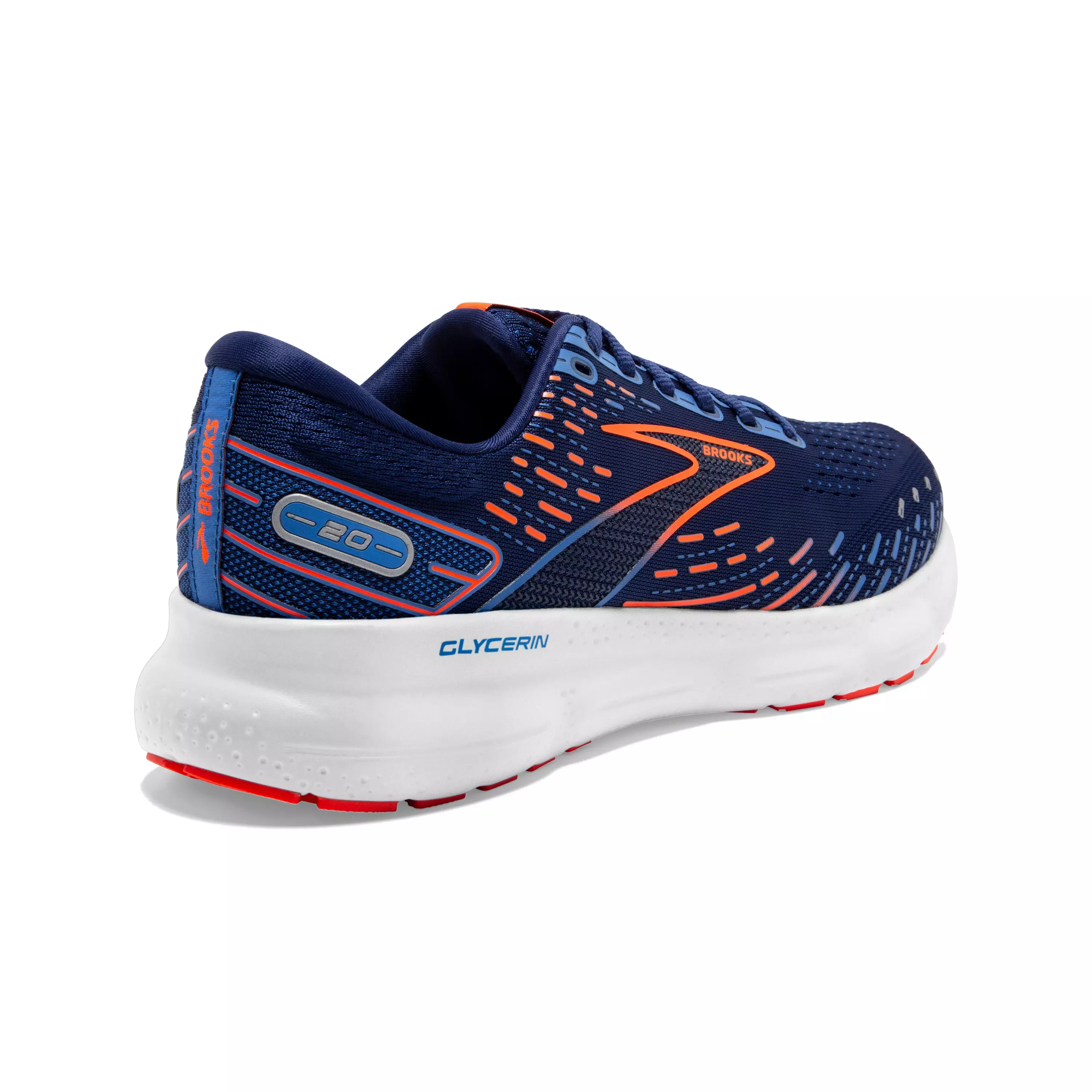 Brooks Glycerin 20 "Blue Depths/Palace Blue/Orange" Men's Wide Running Shoe - BLUE/BLUE/ORANGE