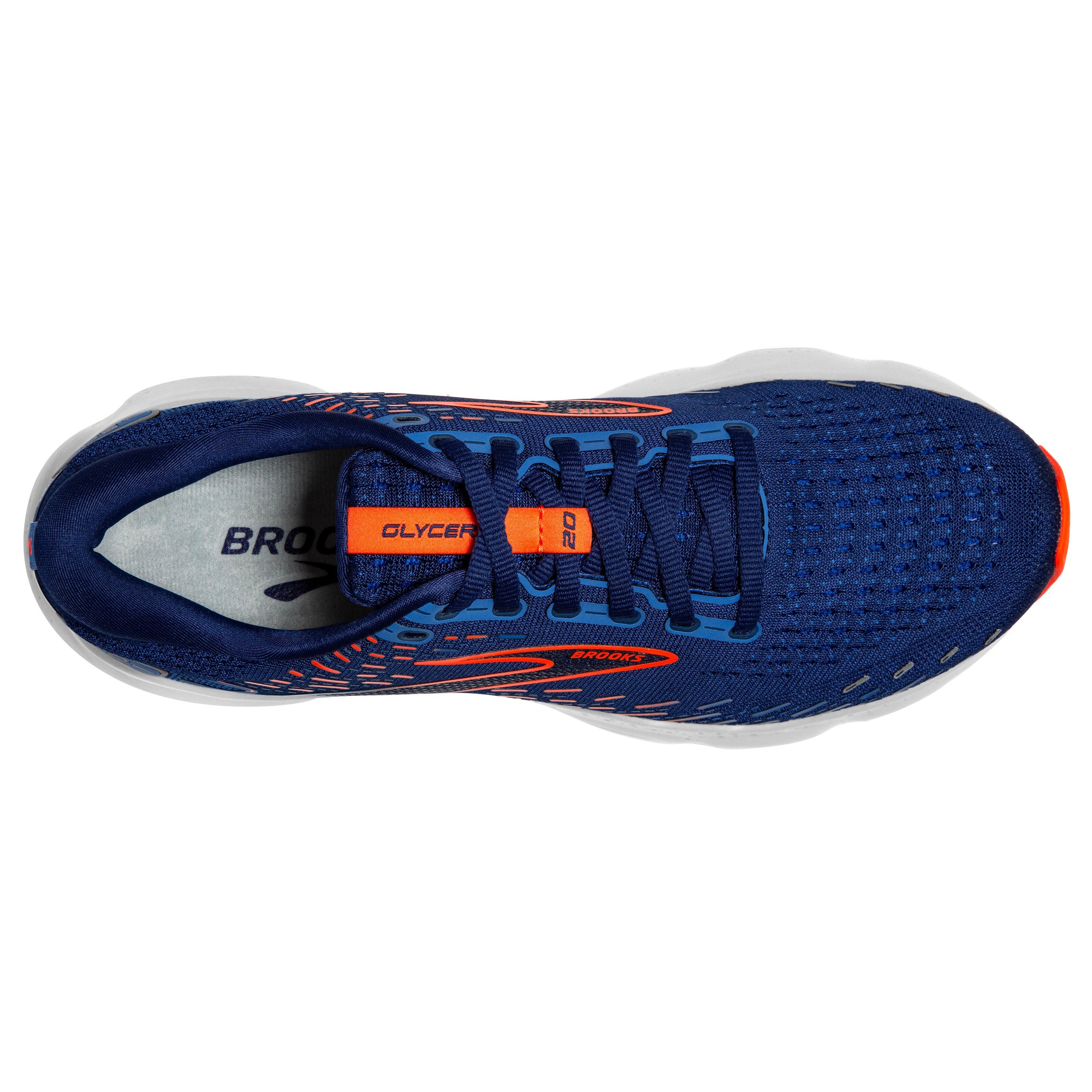 Brooks Glycerin 20 "Blue Depths/Palace Blue/Orange" Men's Wide Running Shoe - BLUE/BLUE/ORANGE Thumbnail View 5