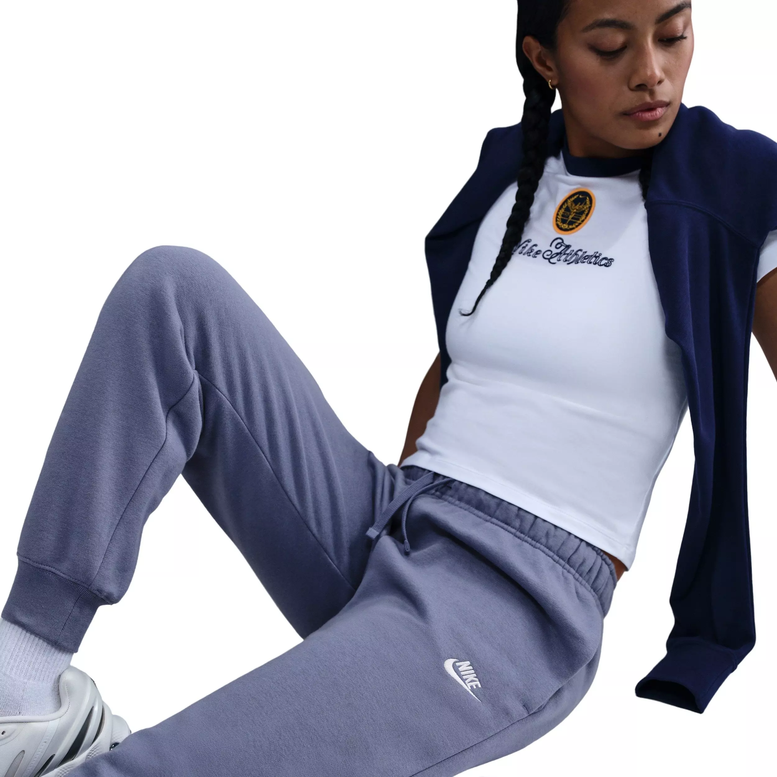 Nike Women's Sportswear Club Fleece Mid-Rise Joggers - Blue - BLUE