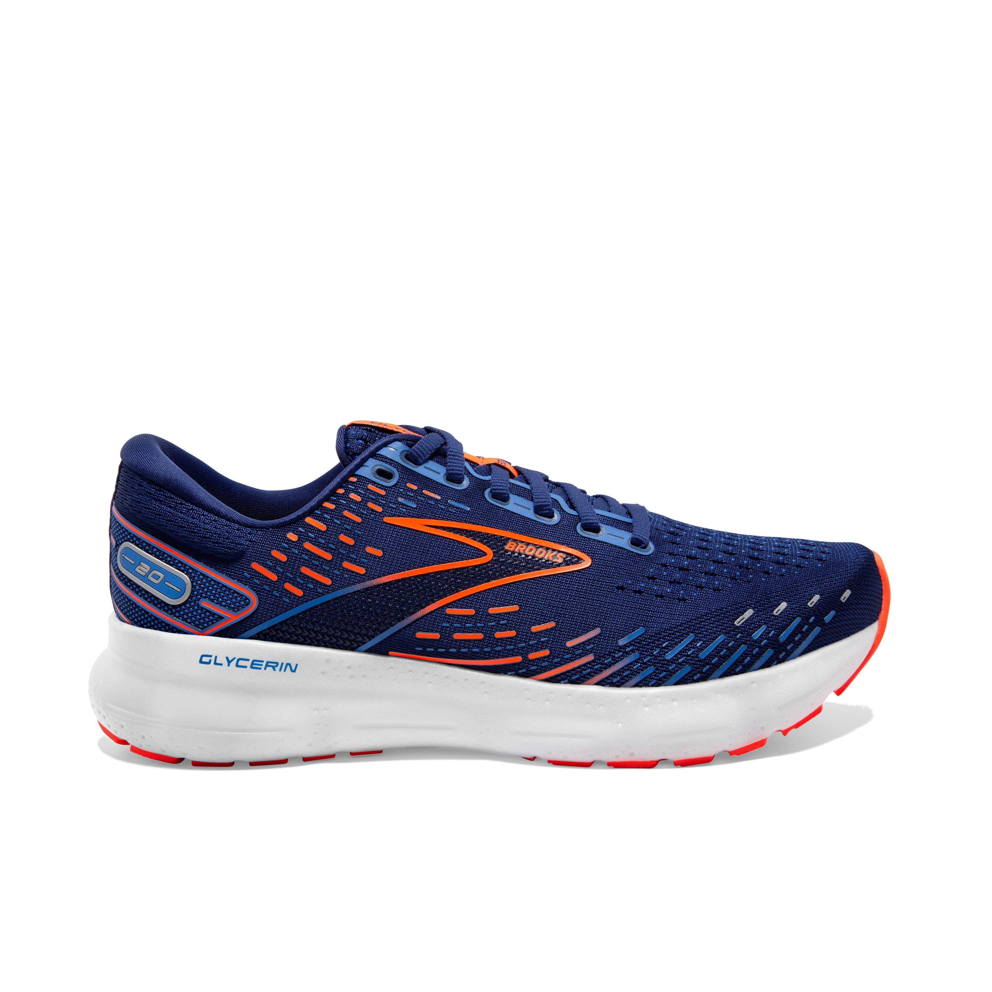 Brooks Glycerin 20 "Blue Depths/Palace Blue/Orange" Men's Running Shoe - BLUE/BLUE/ORANGE Thumbnail View 1