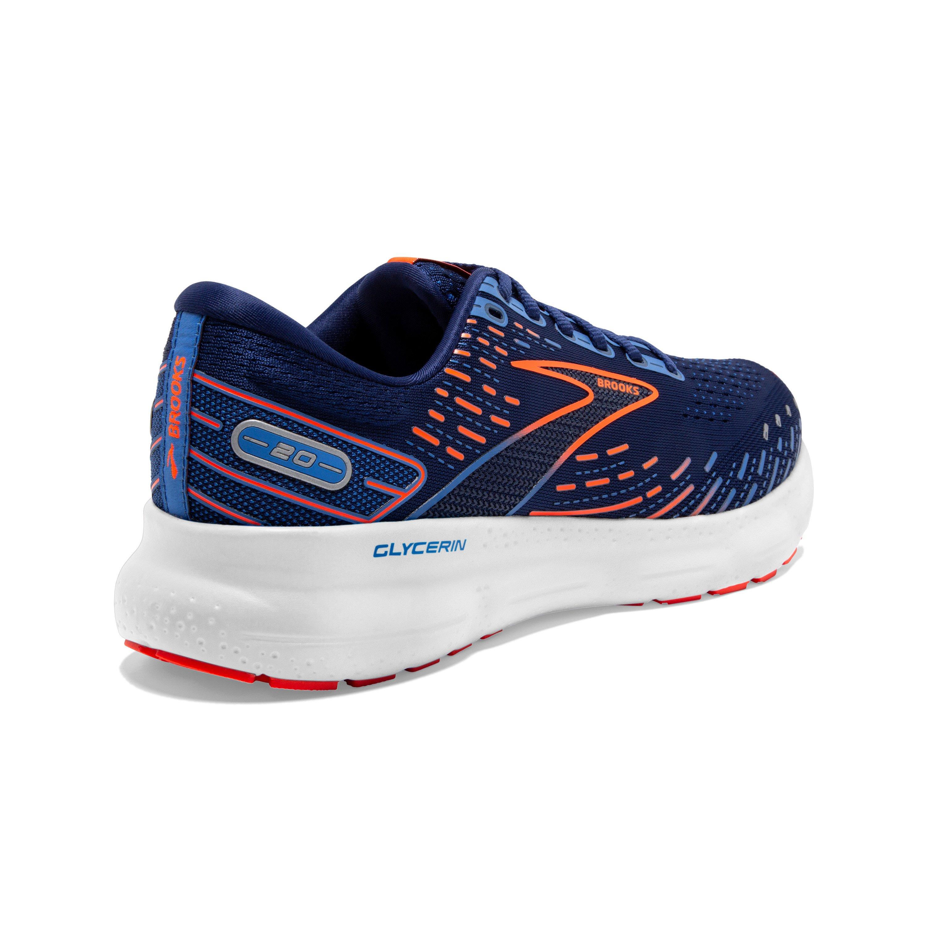 Brooks Glycerin 20 "Blue Depths/Palace Blue/Orange" Men's Running Shoe - BLUE/BLUE/ORANGE Thumbnail View 4