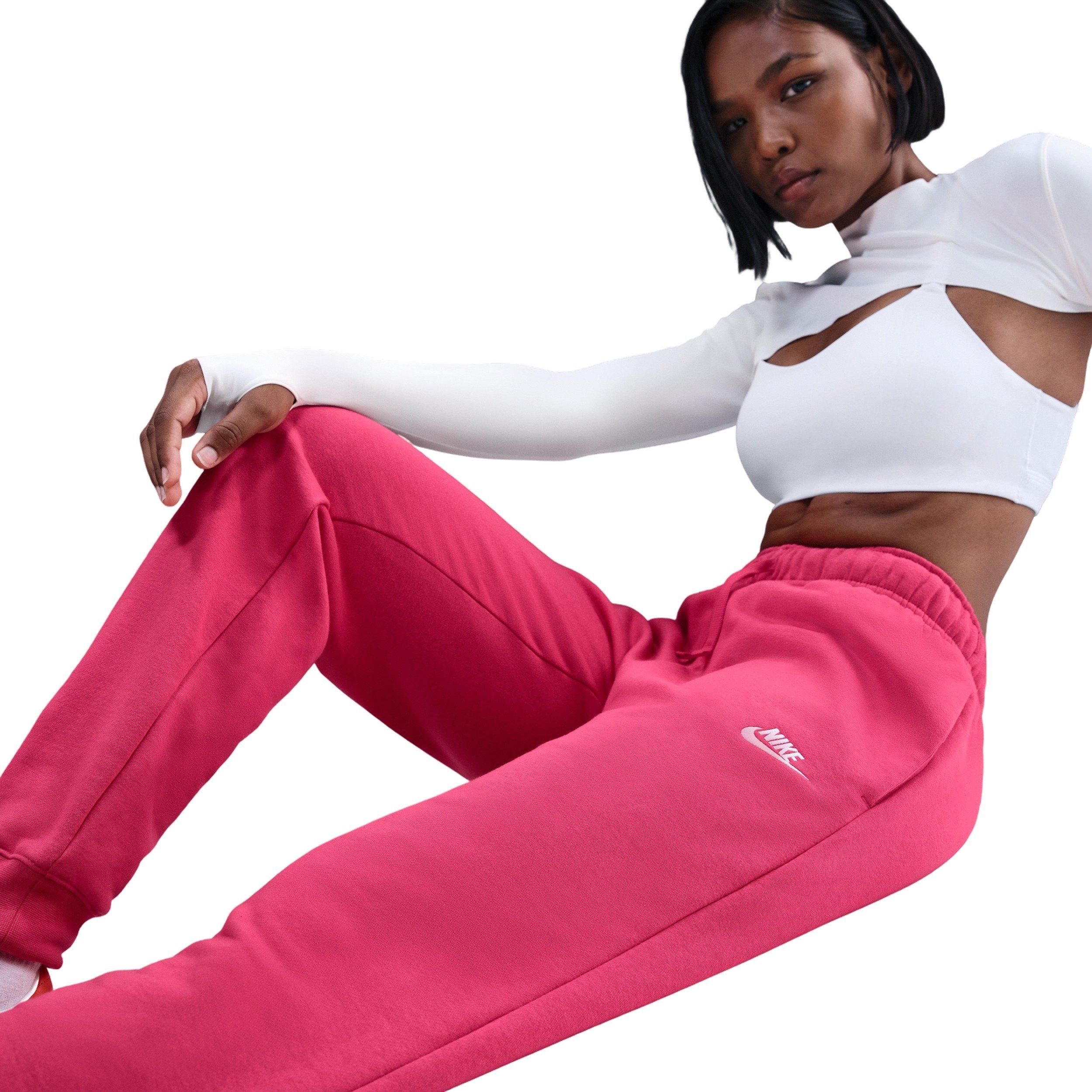 Nike Women's Sportswear Club Fleece Mid-Rise Joggers - Bright Pink - PINK Thumbnail View 5