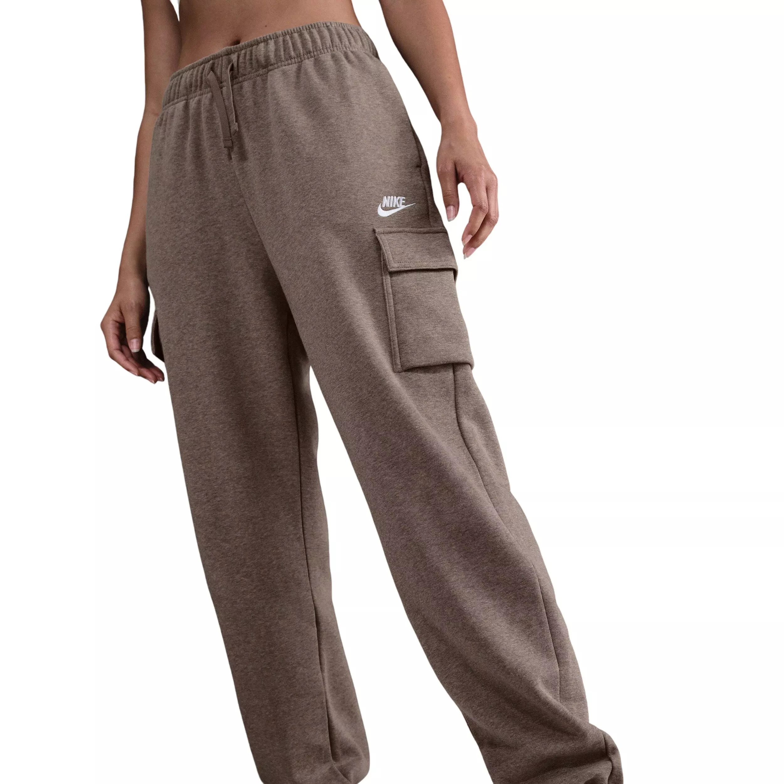 Nike Women's Sportswear Club Fleece Mid-Rise Oversized Cargo Sweatpants - Brown - BROWN
