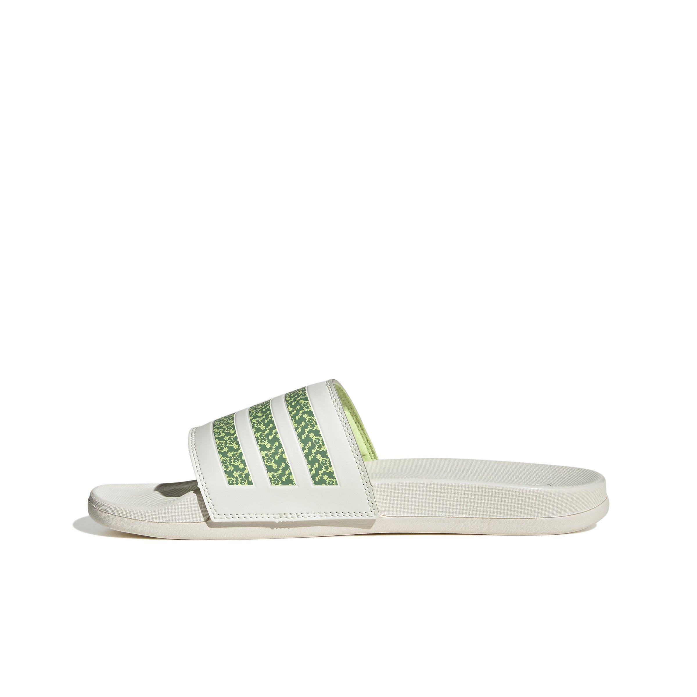 adidas Adilette Comfort "Off White/Amazon Green/Pulse Lime" Unisex Slide - WHITE Thumbnail View 2