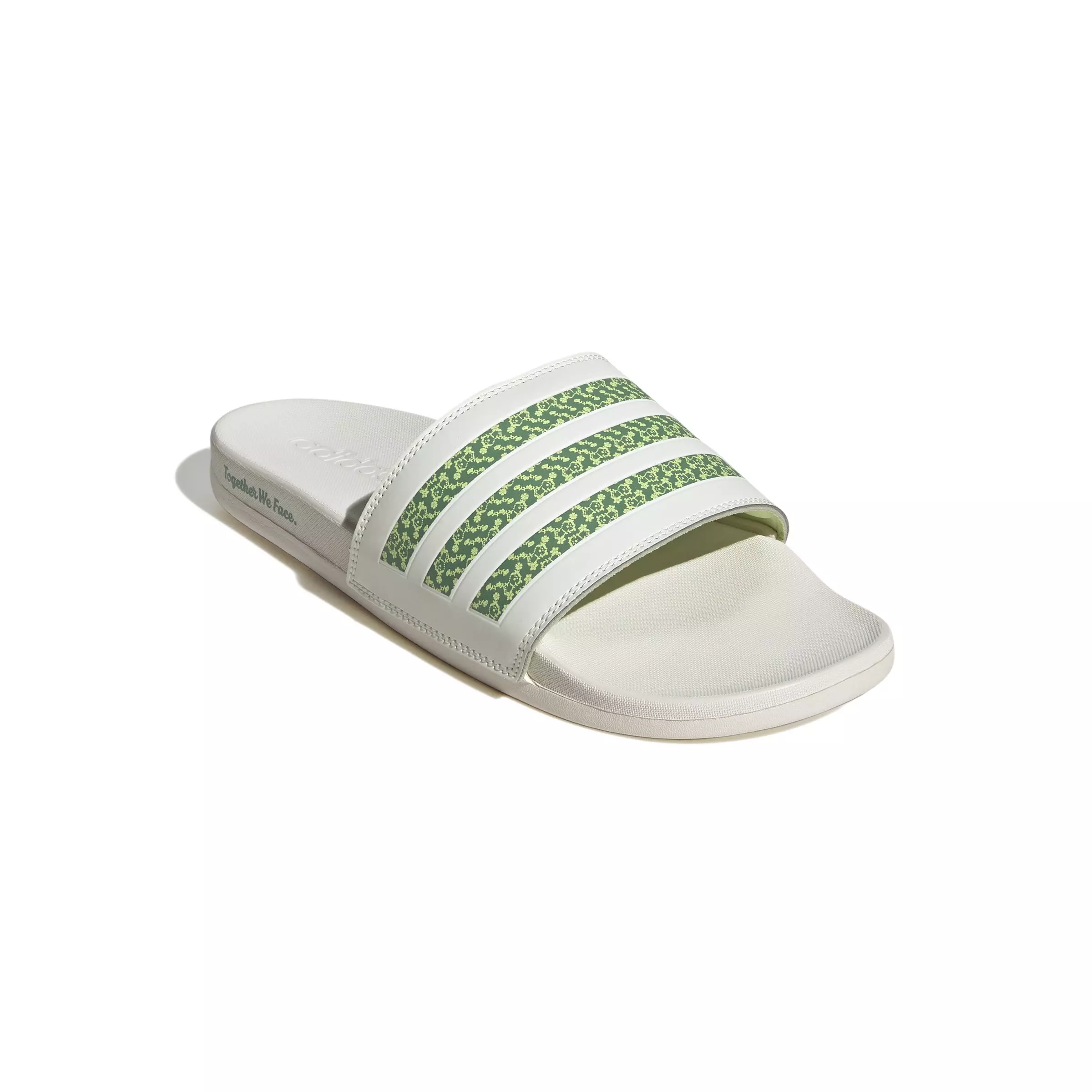 adidas Adilette Comfort "Off White/Amazon Green/Pulse Lime" Unisex Slide - WHITE