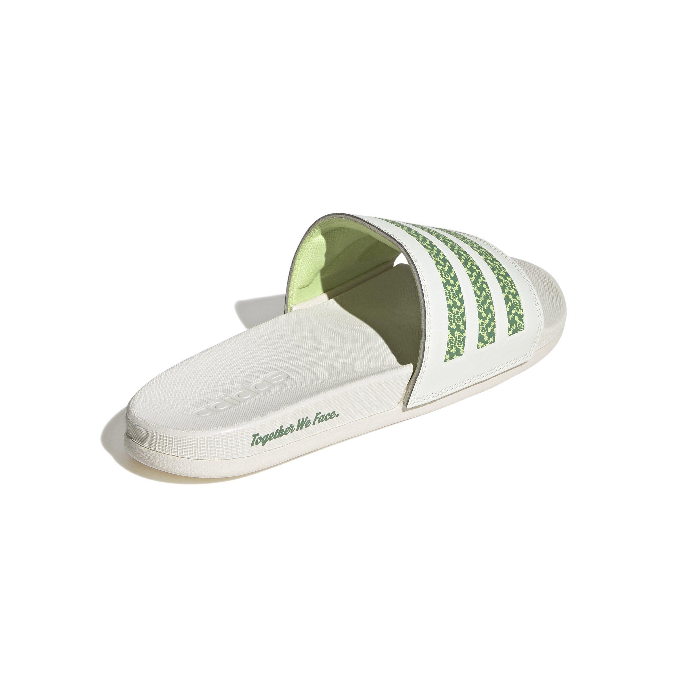 adidas Adilette Comfort "Off White/Amazon Green/Pulse Lime" Unisex Slide - WHITE Thumbnail View 4