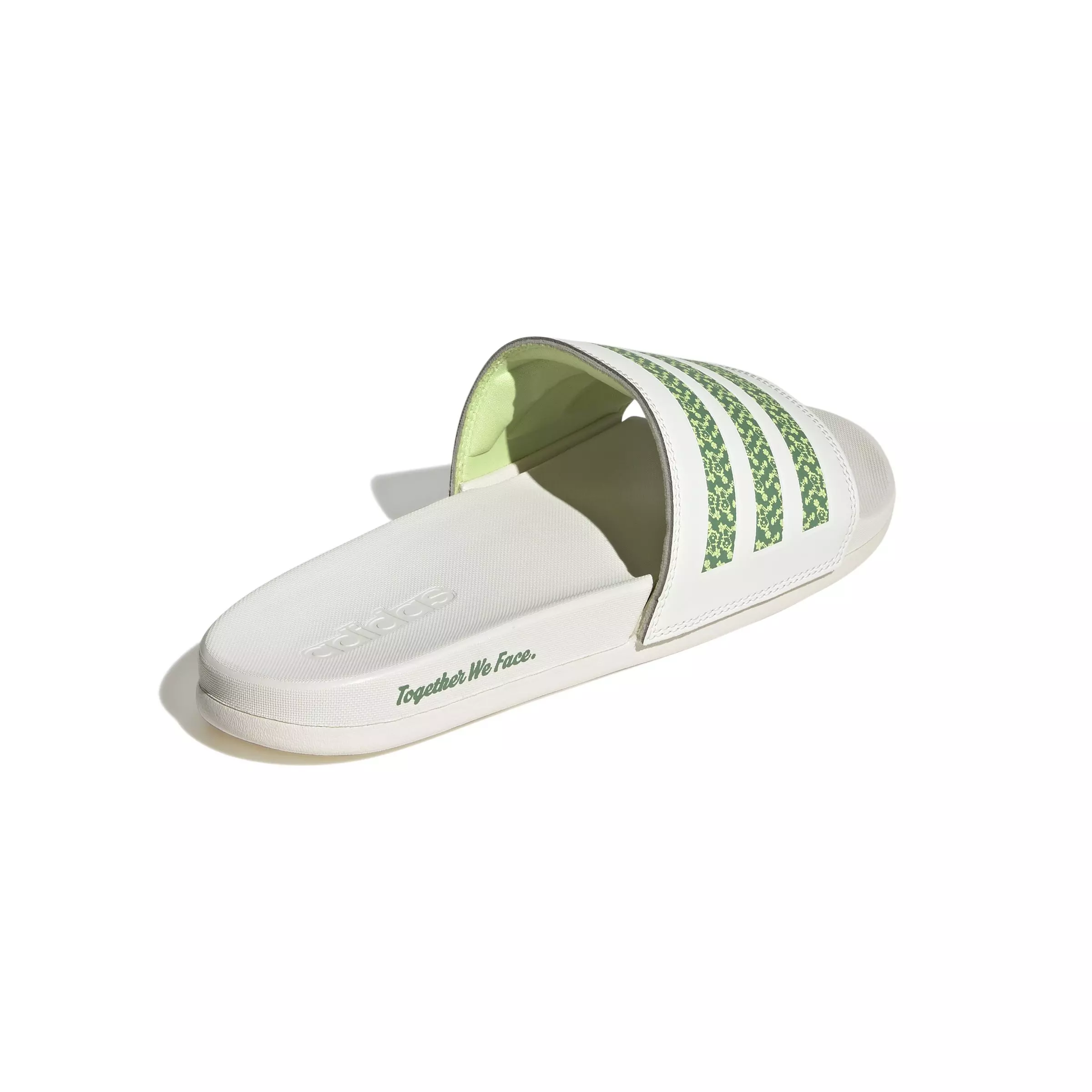 adidas Adilette Comfort "Off White/Amazon Green/Pulse Lime" Unisex Slide - WHITE