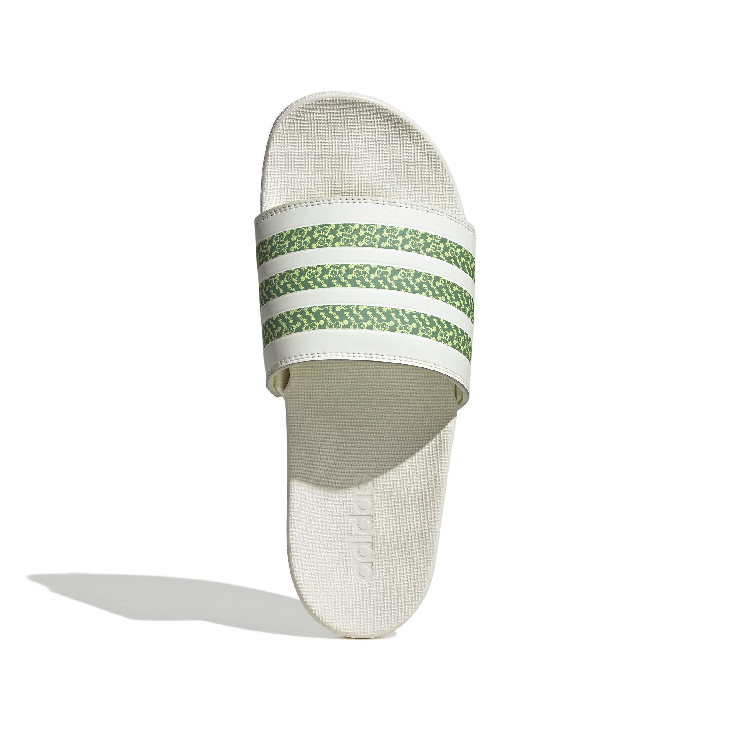 adidas Adilette Comfort "Off White/Amazon Green/Pulse Lime" Unisex Slide - WHITE Thumbnail View 5