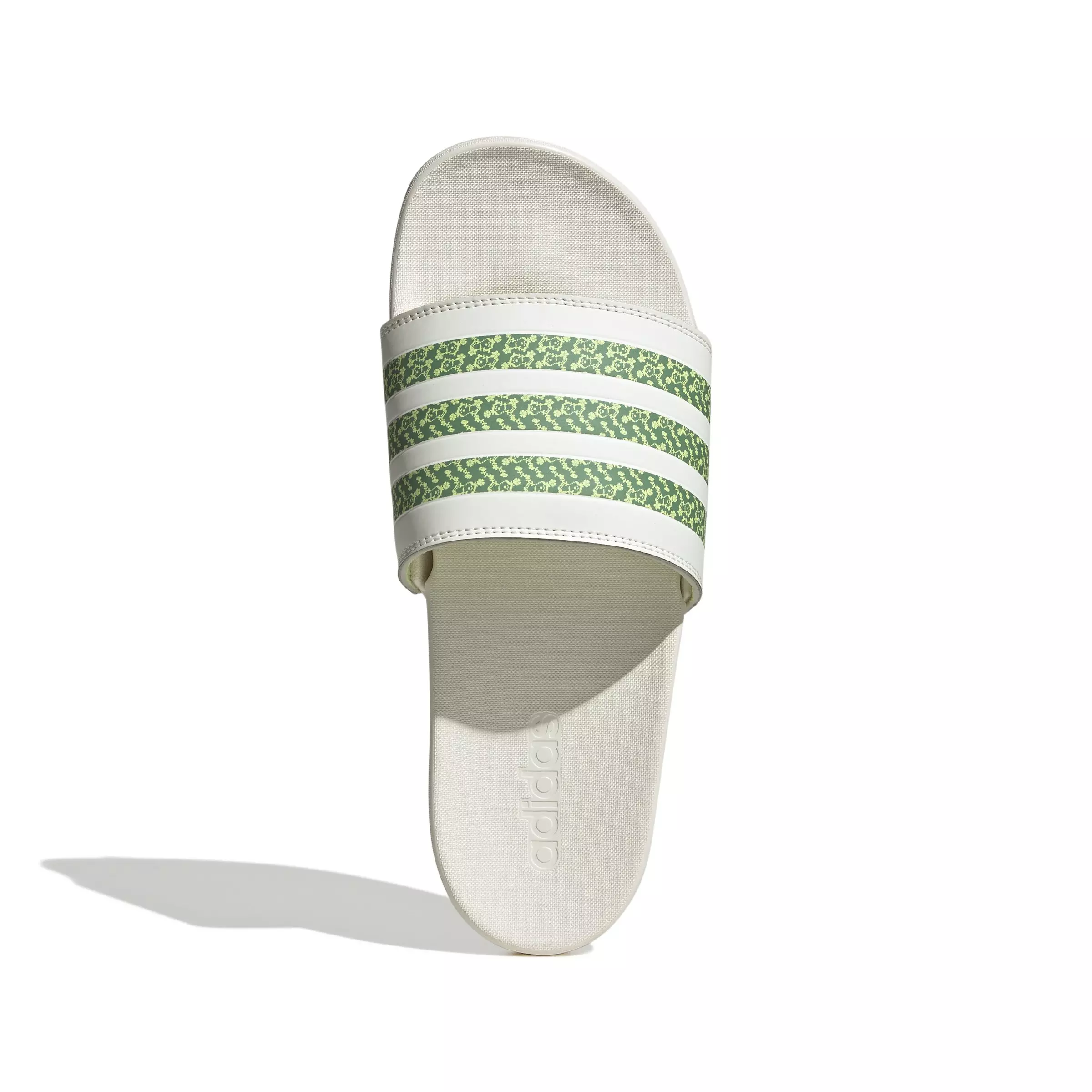 adidas Adilette Comfort "Off White/Amazon Green/Pulse Lime" Unisex Slide - WHITE