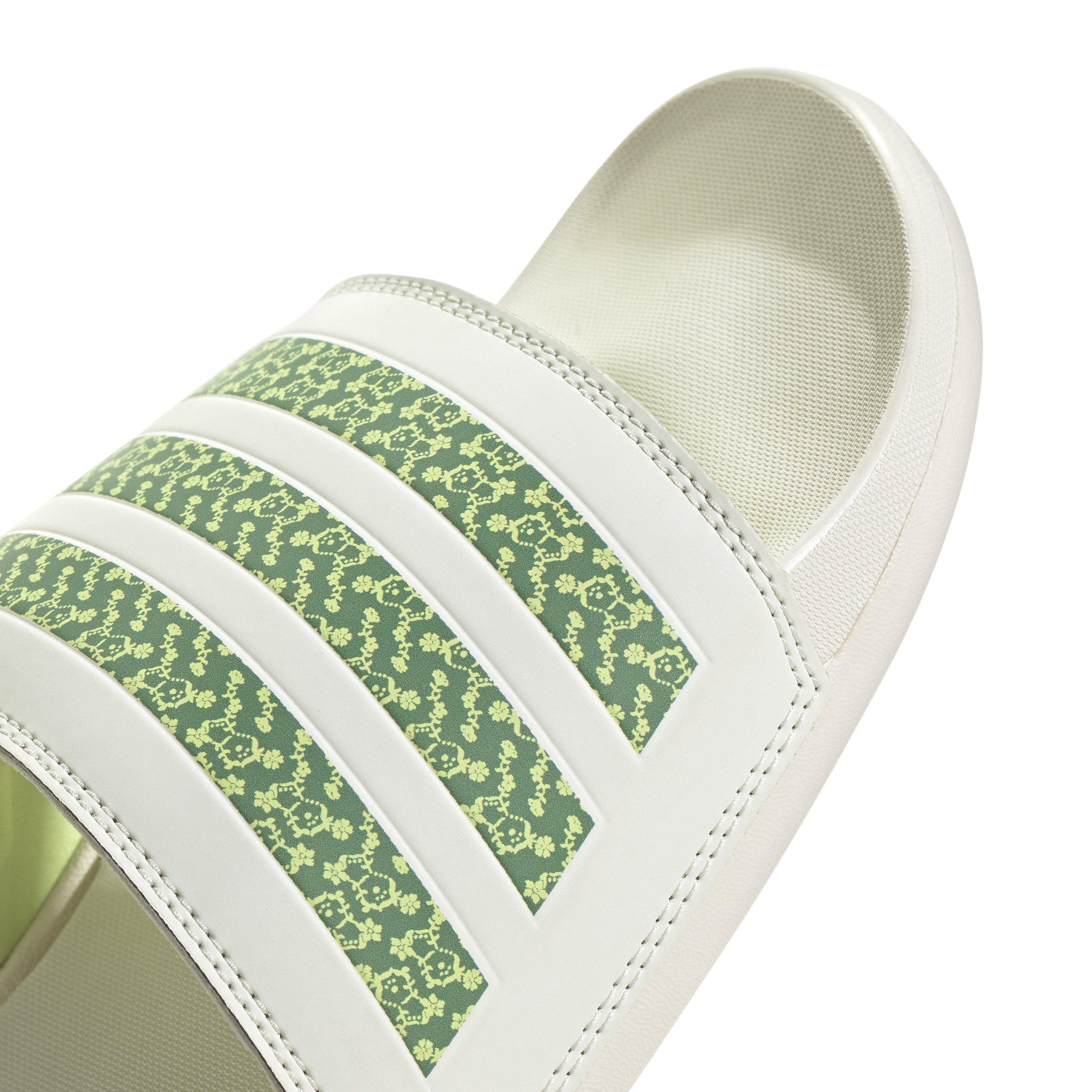 adidas Adilette Comfort "Off White/Amazon Green/Pulse Lime" Unisex Slide - WHITE Thumbnail View 7