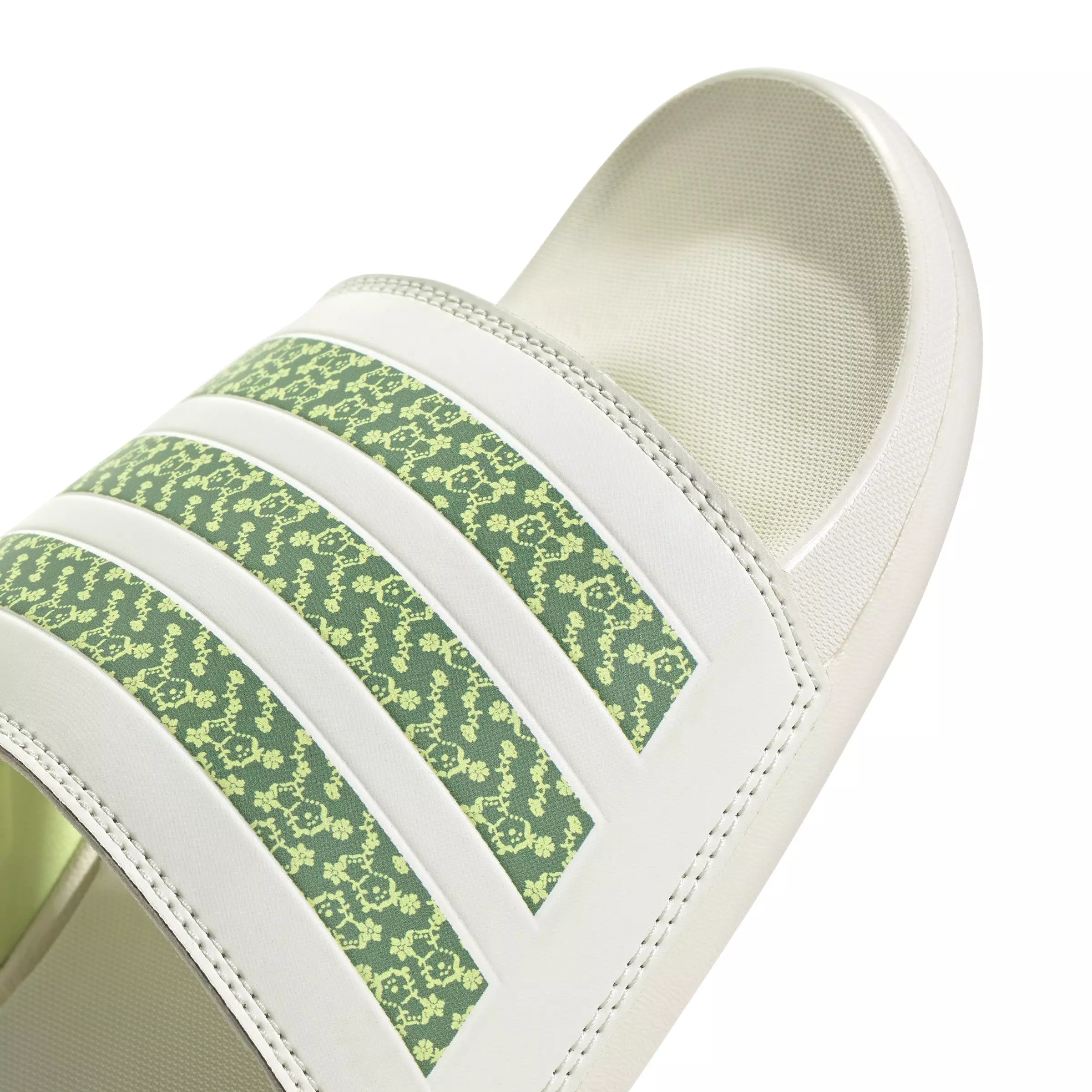 adidas Adilette Comfort "Off White/Amazon Green/Pulse Lime" Unisex Slide - WHITE