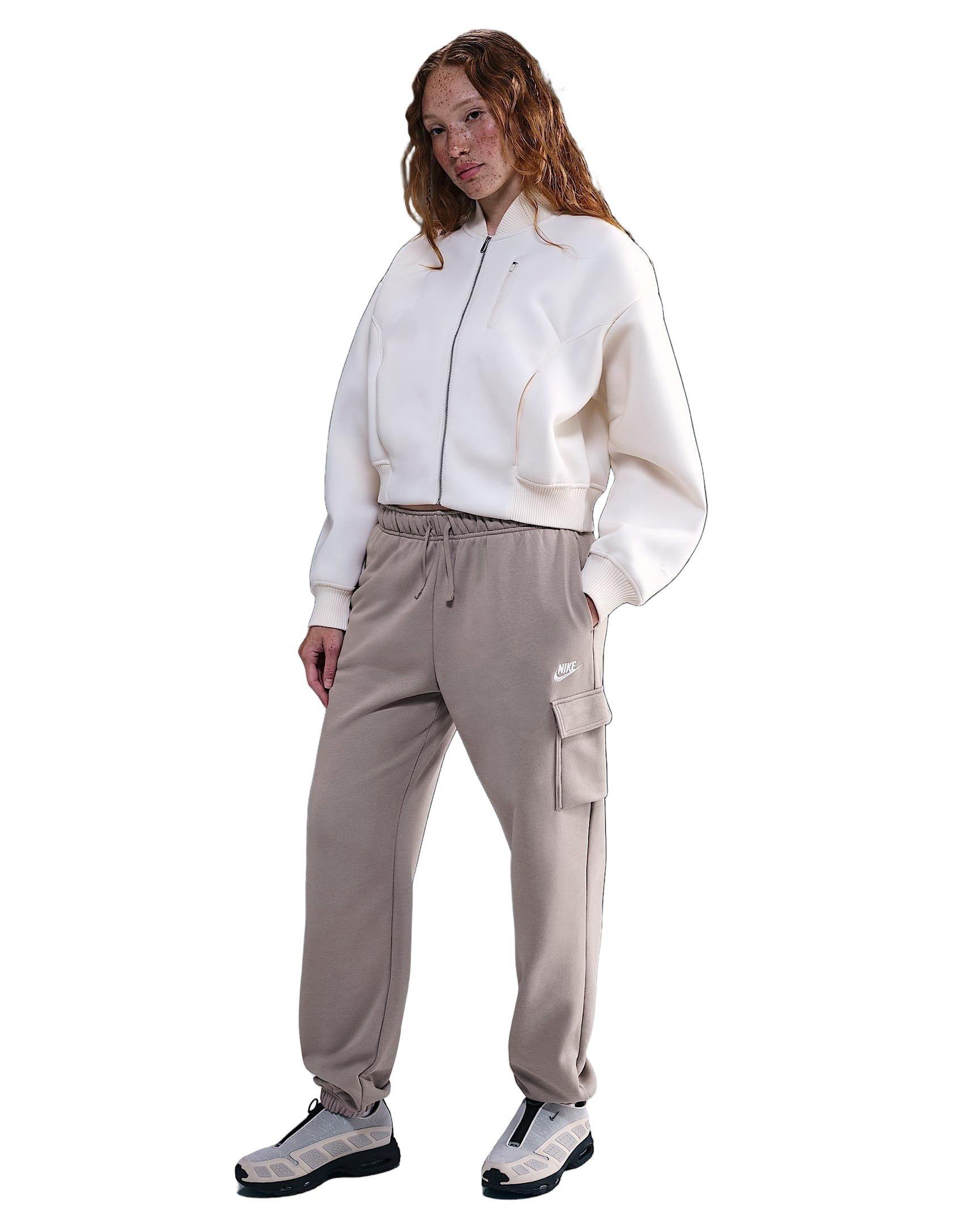 Nike Women's Sportswear Club Fleece Mid-Rise Oversized Cargo Sweatpants - Light Brown - LIGHT BROWN Thumbnail View 1