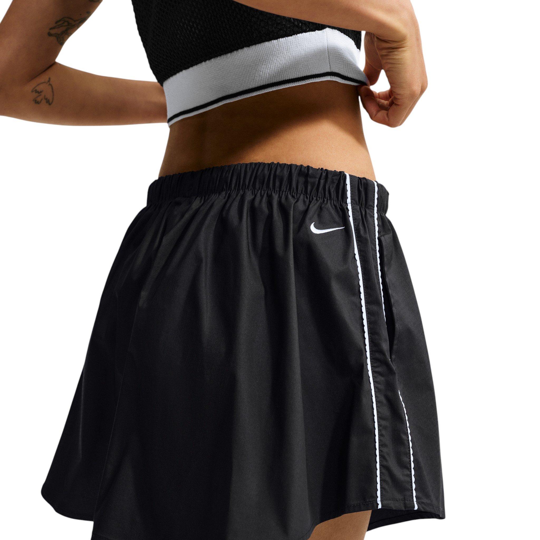 Nike Women's Sportswear Mid-Rise Scalloped-Trim Poplin Skirt - Black/Off-White - BLACK/OFF-WHITE Thumbnail View 2