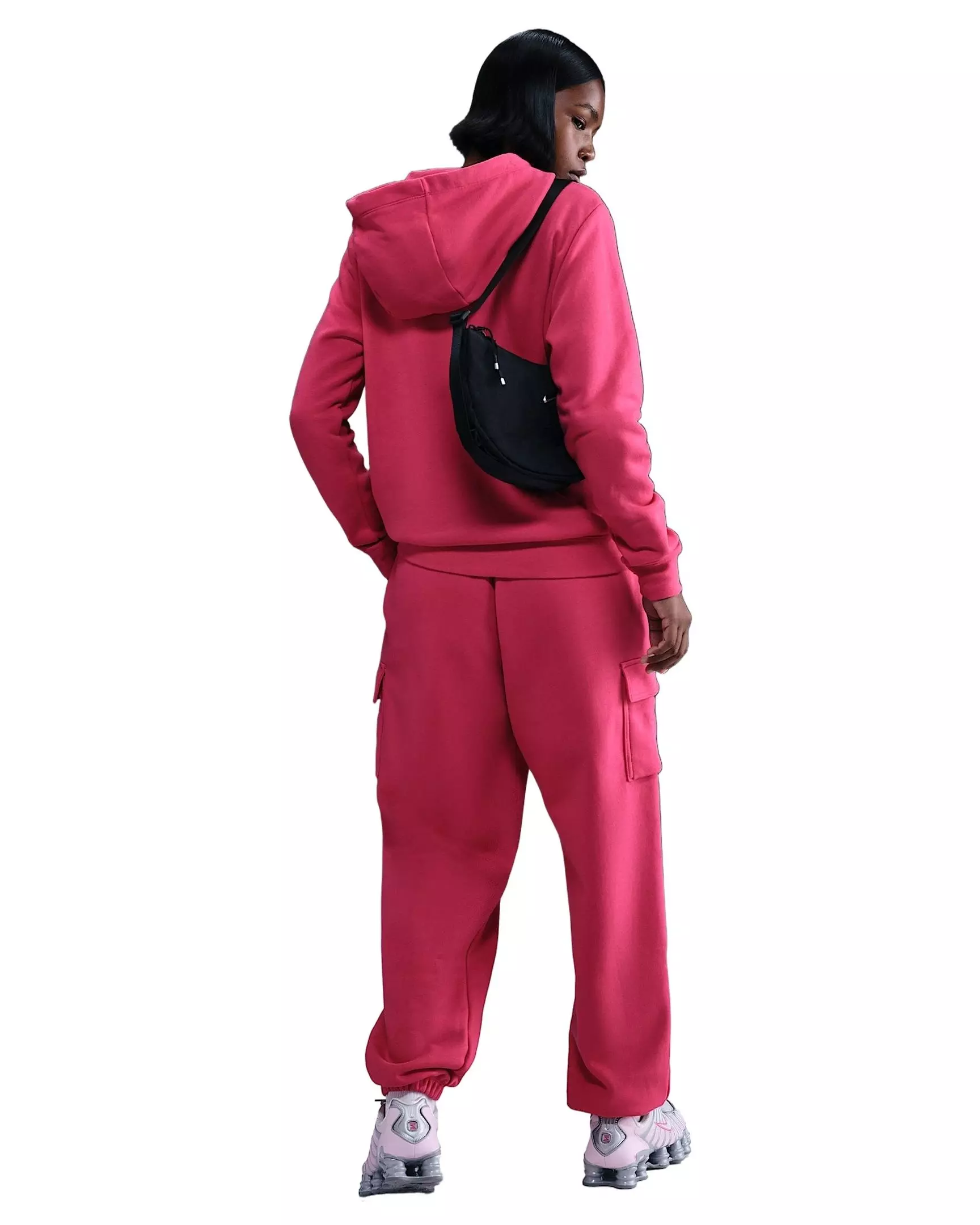 Nike Women's Sportswear Club Fleece Mid-Rise Oversized Cargo Sweatpants - Pink - PINK