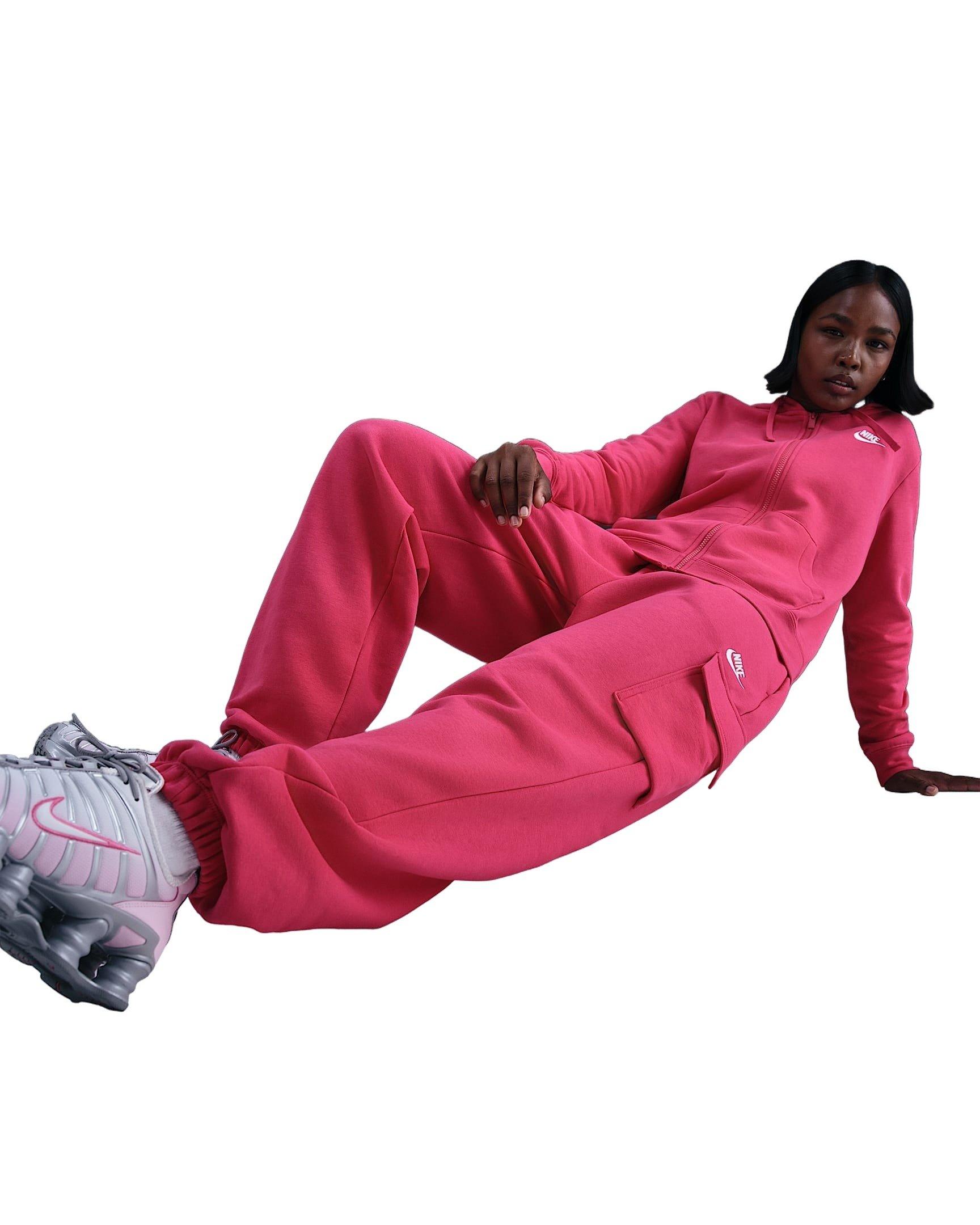 Nike Women's Sportswear Club Fleece Mid-Rise Oversized Cargo Sweatpants - Pink - PINK Thumbnail View 5
