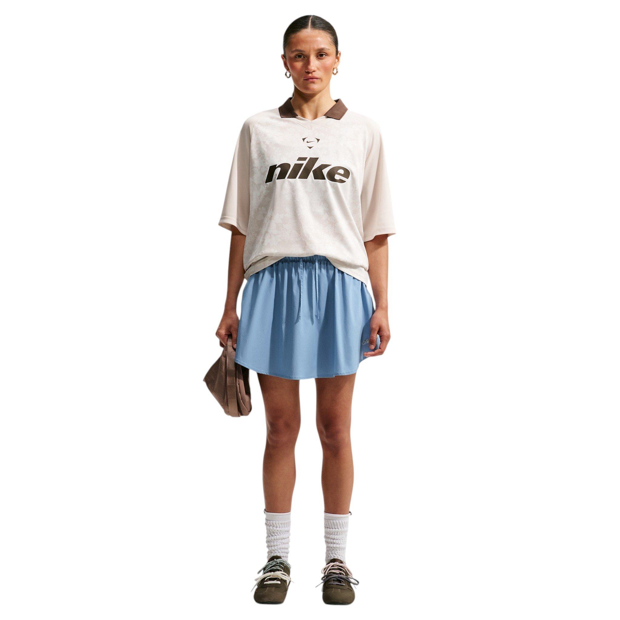 Nike Women's Sportswear Mid-Rise Scalloped-Trim Poplin Skirt - Blue - BLUE