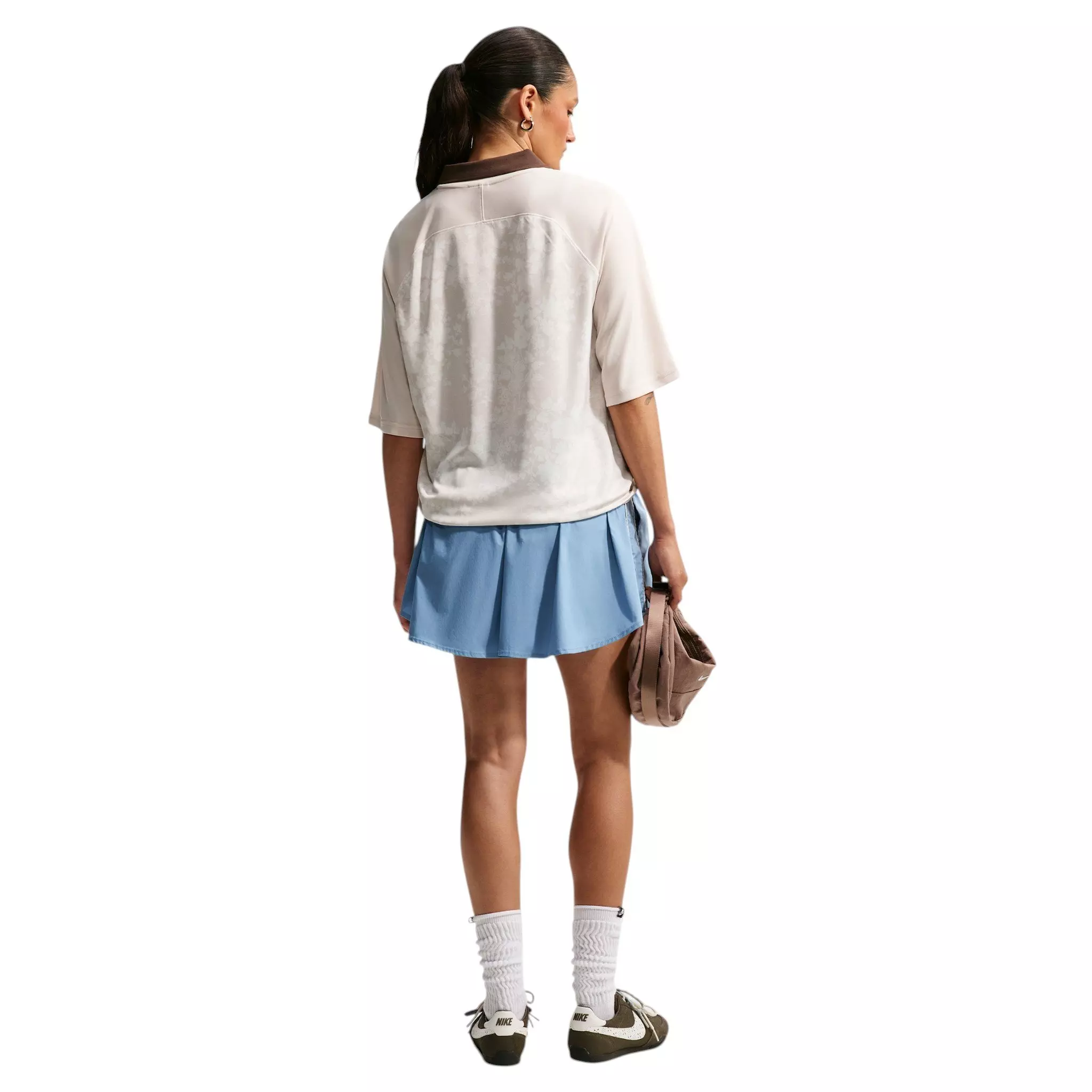 Nike Women's Sportswear Mid-Rise Scalloped-Trim Poplin Skirt - Blue - BLUE