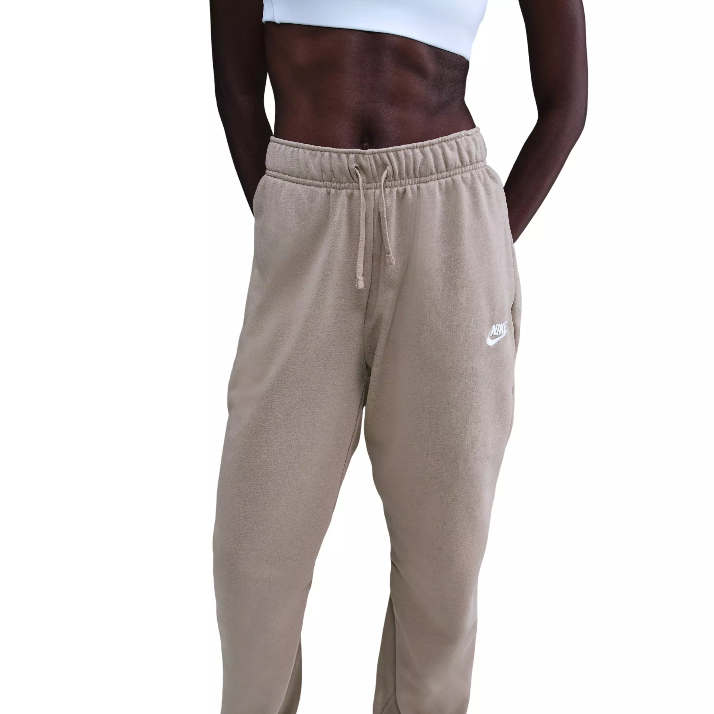 Nike Women's Sportswear Club Fleece Mid-Rise Oversized Sweatpants - Light Brown - LIGHT BROWN