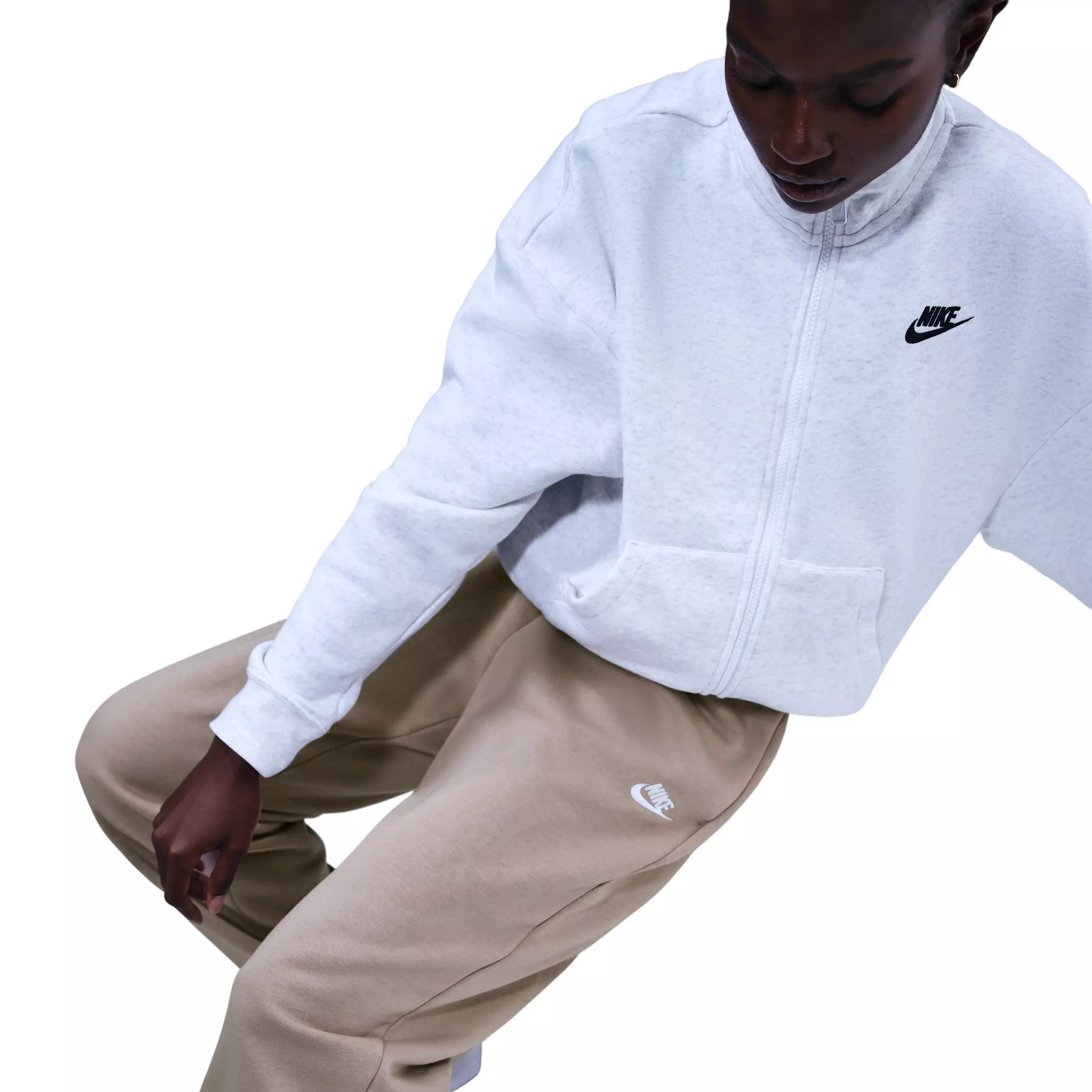 Nike Women's Sportswear Club Fleece Mid-Rise Oversized Sweatpants - Light Brown - LIGHT BROWN