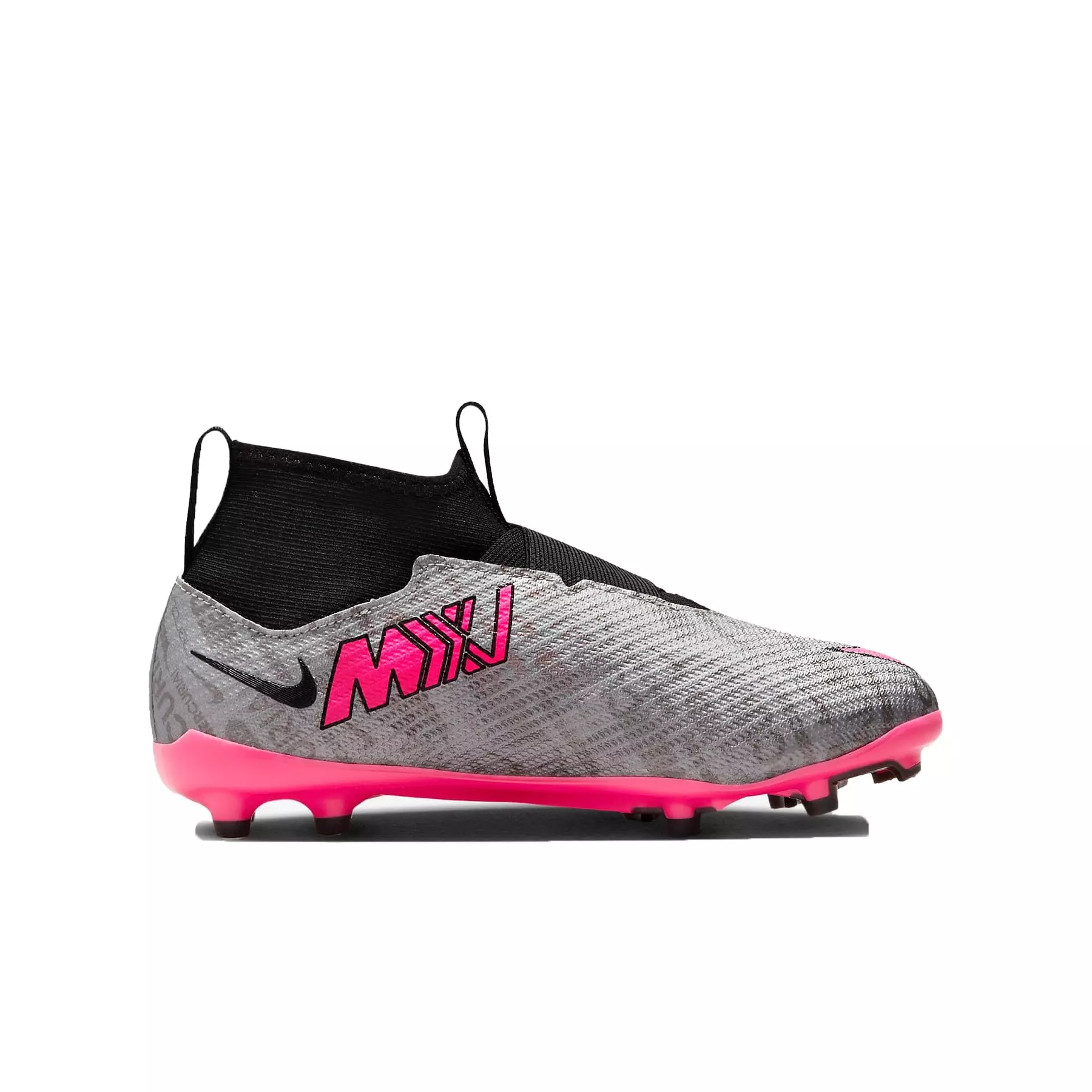 Nike Jr. Zoom Mercurial Superfly 9 Pro XXV FG "Metallic Silver/Black/Hyper Pink" Grade School Kids' Soccer Cleat - SILVER/BLACK/PINK
