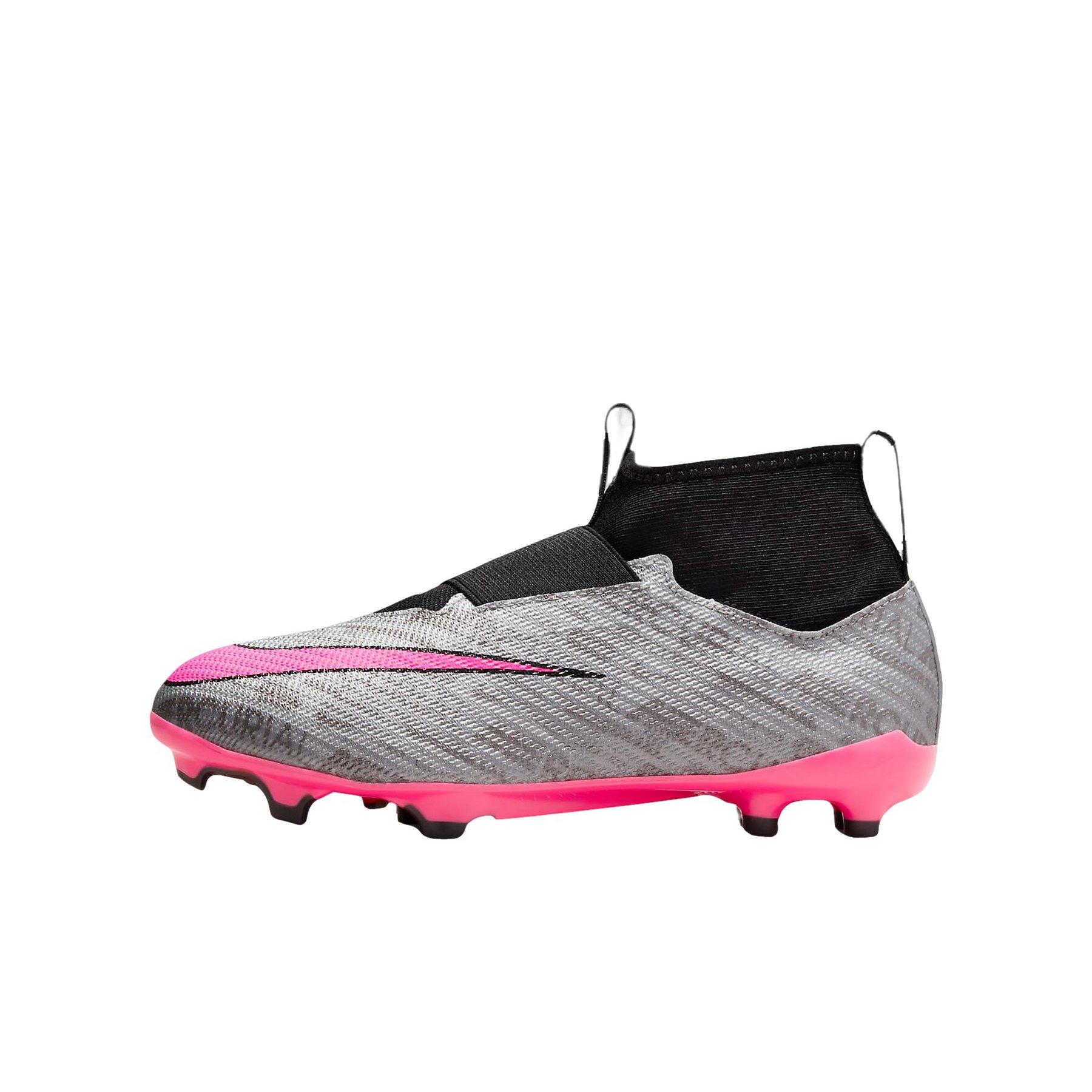 Nike Jr. Zoom Mercurial Superfly 9 Pro XXV FG "Metallic Silver/Black/Hyper Pink" Grade School Kids' Soccer Cleat