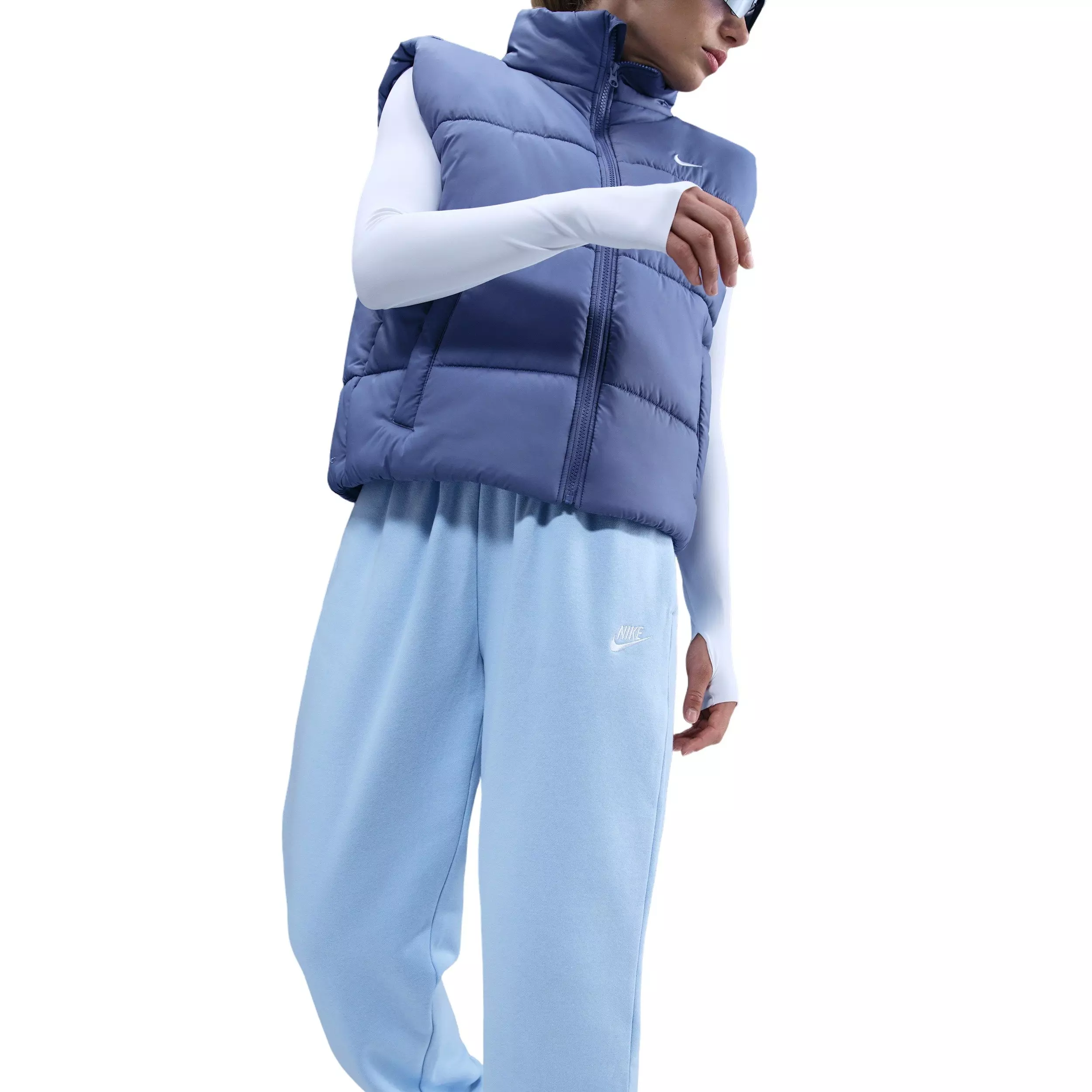 Nike Women's Sportswear Club Fleece Mid-Rise Oversized Sweatpants - Blue - BLUE