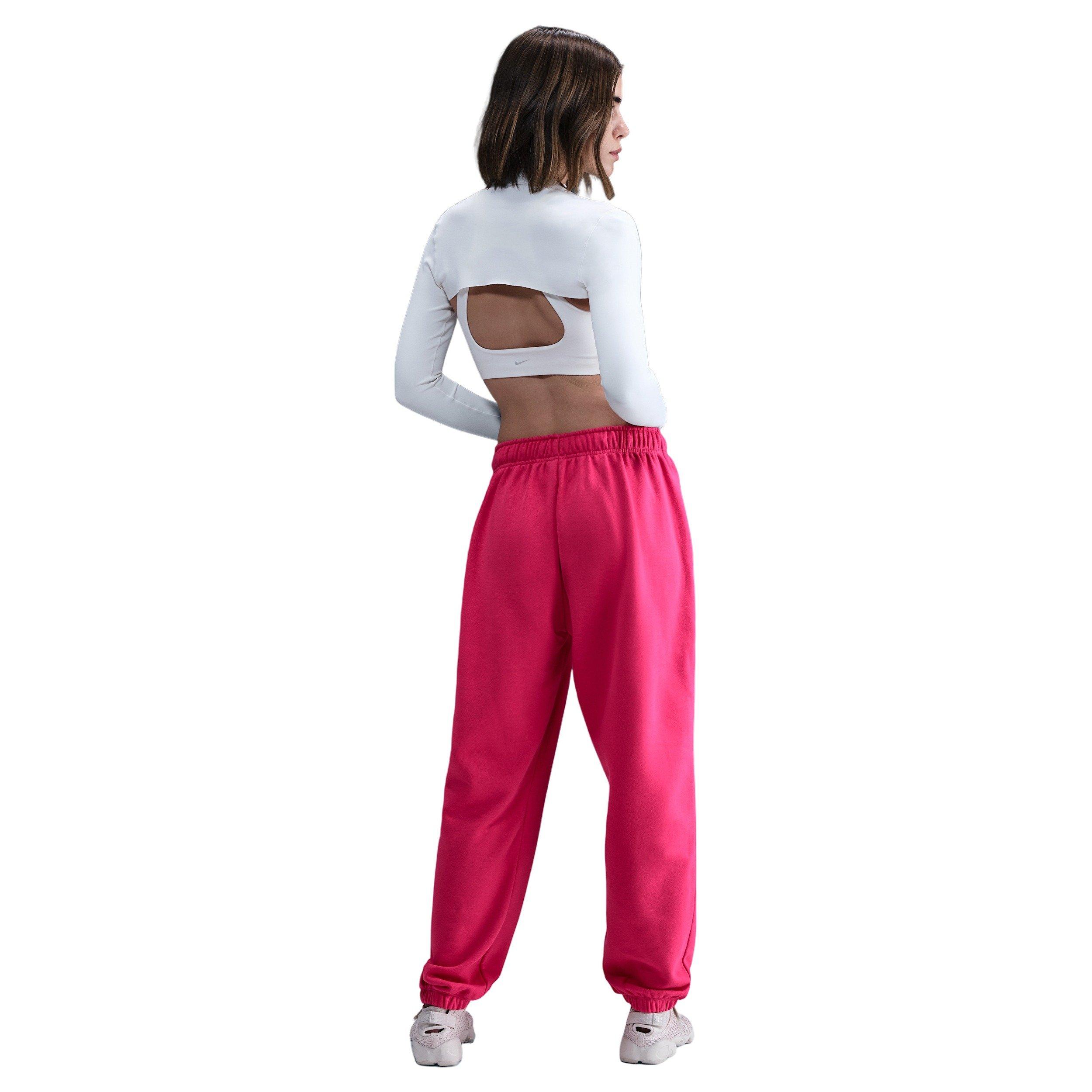 Nike Women's Sportswear Club Fleece Mid-Rise Oversized Sweatpants - Rush Pink - PINK Thumbnail View 2