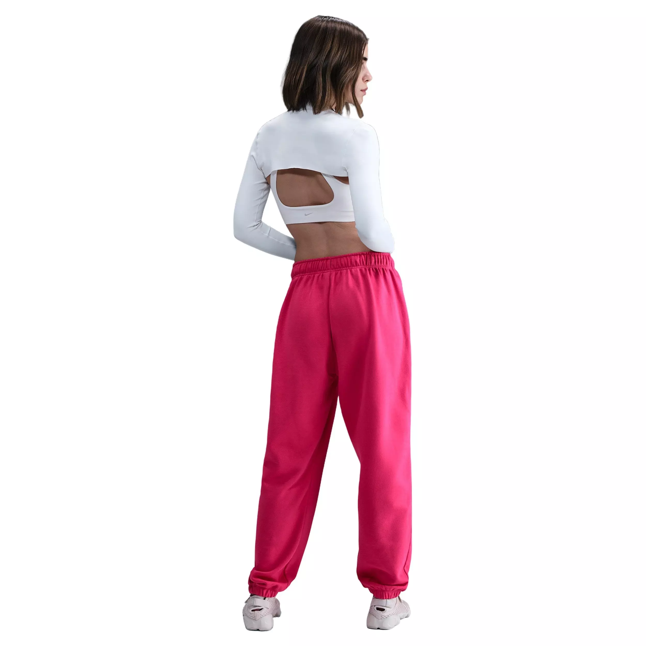 Nike Women's Sportswear Club Fleece Mid-Rise Oversized Sweatpants - Rush Pink - PINK