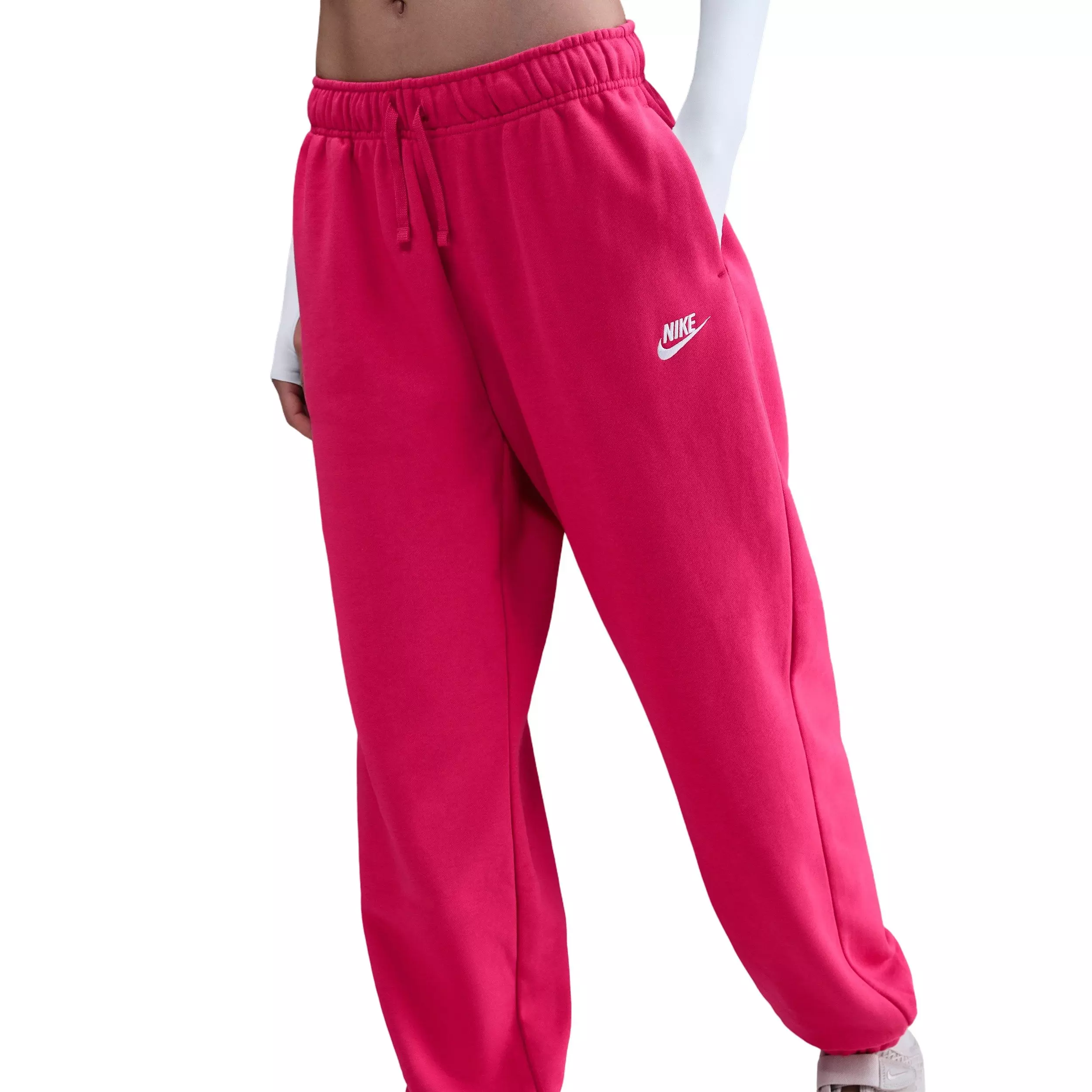Nike Women's Sportswear Club Fleece Mid-Rise Oversized Sweatpants - Pink - PINK