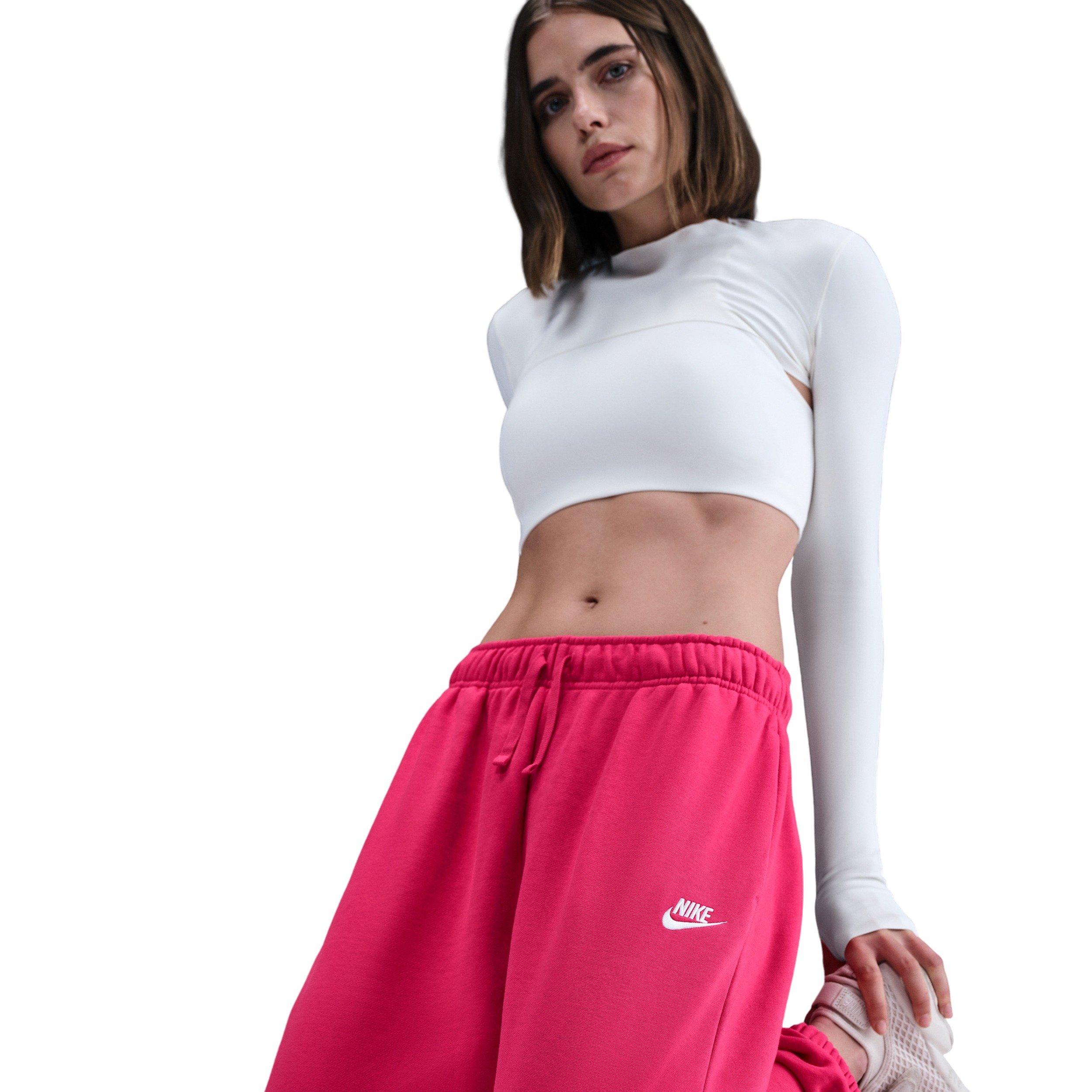 Nike Women's Sportswear Club Fleece Mid-Rise Oversized Sweatpants - Pink - PINK Thumbnail View 5