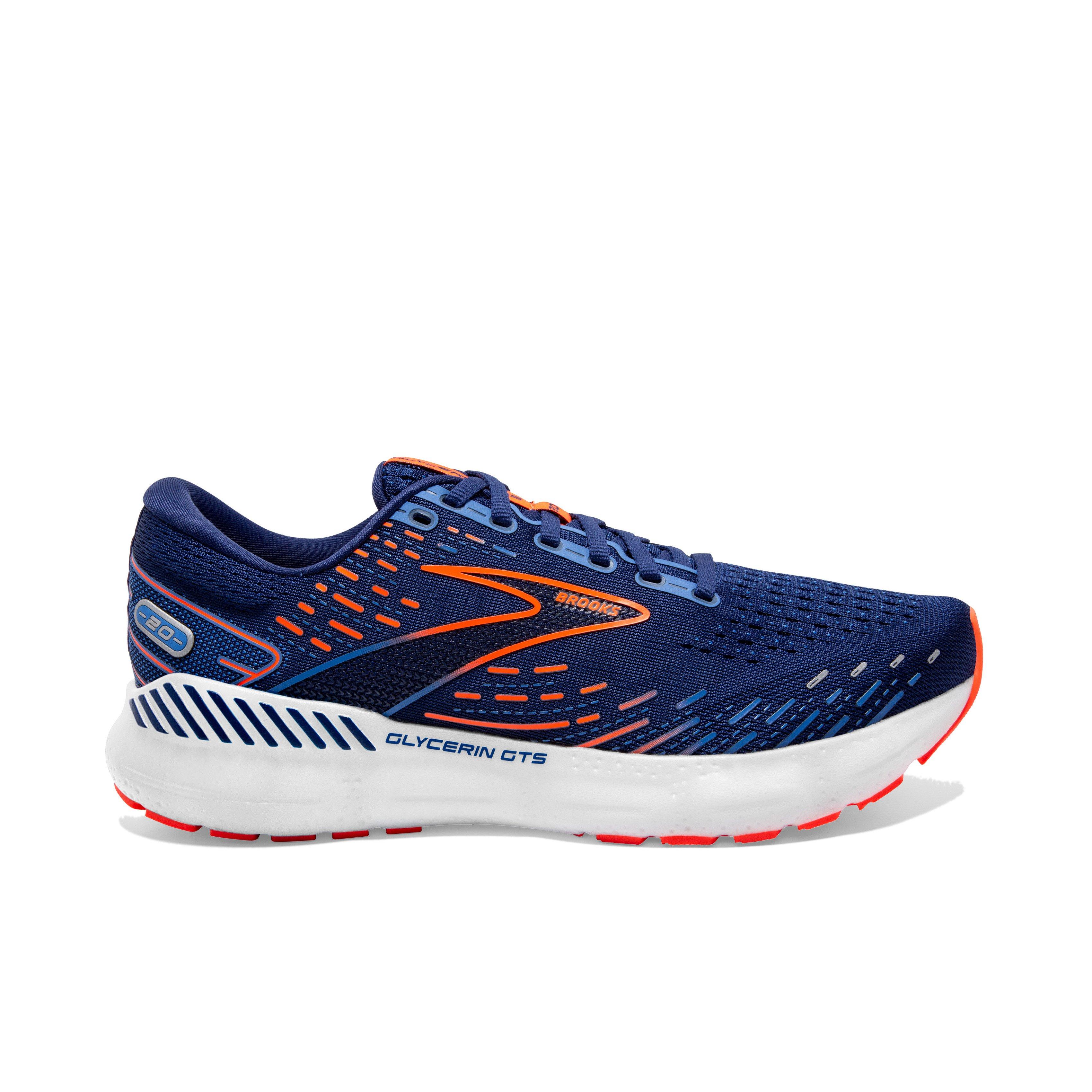 Brooks Glycerin GTS 20 "Blue Depths/Palace Blue/Orange" Men's Wide Running Shoe - BLUE/BLUE/ORANGE Thumbnail View 1