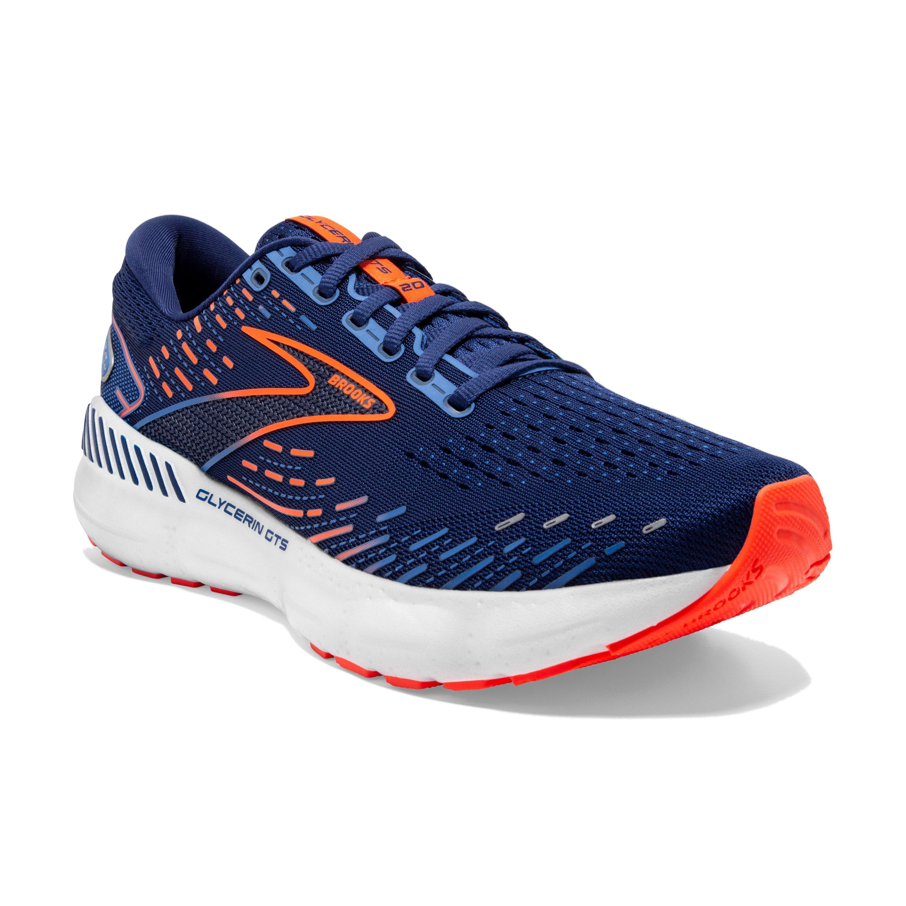 Brooks Glycerin GTS 20 "Blue Depths/Palace Blue/Orange" Men's Wide Running Shoe - BLUE/BLUE/ORANGE Thumbnail View 3