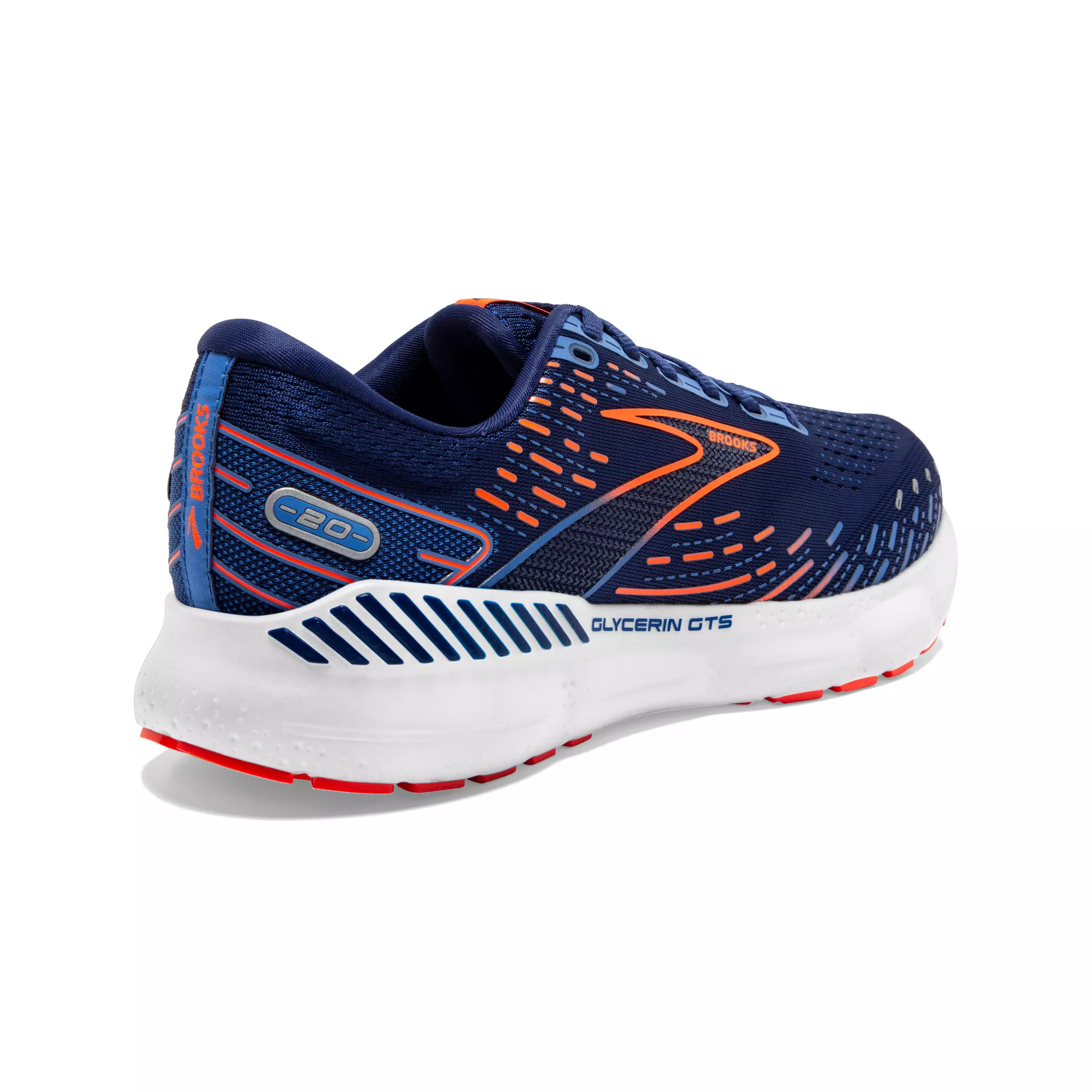 Brooks Glycerin GTS 20 "Blue Depths/Palace Blue/Orange" Men's Wide Running Shoe - BLUE/BLUE/ORANGE