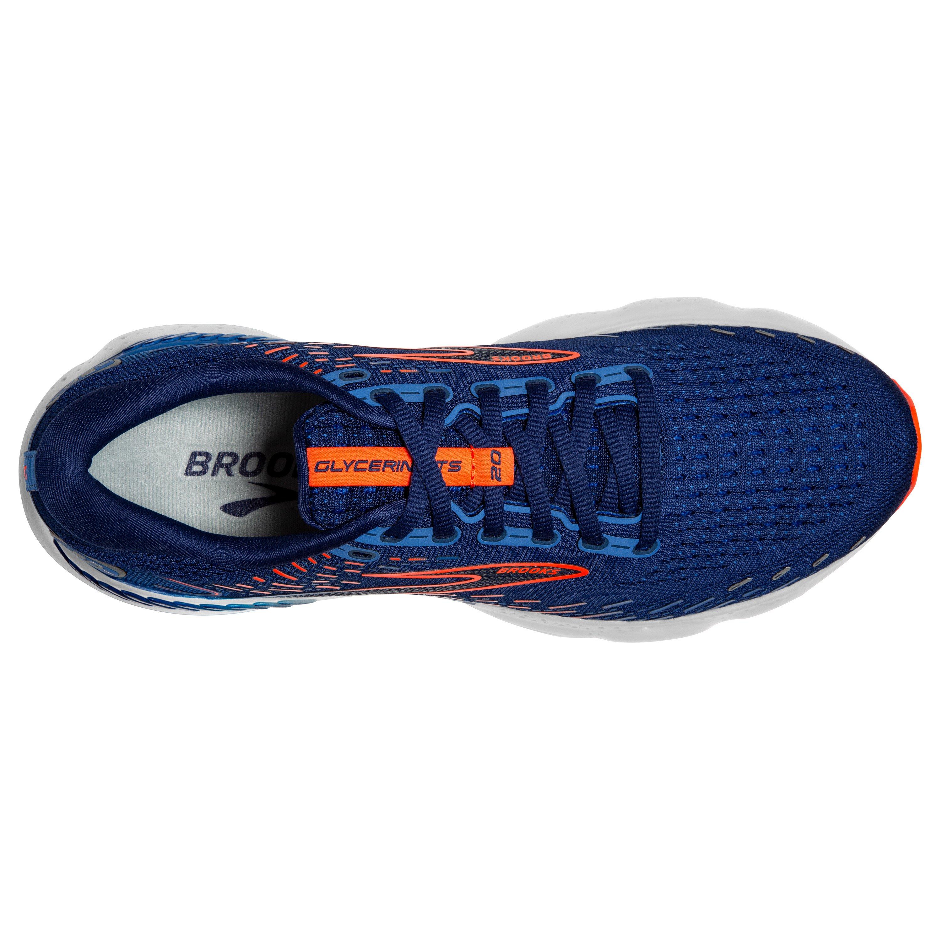 Brooks Glycerin GTS 20 "Blue Depths/Palace Blue/Orange" Men's Wide Running Shoe - BLUE/BLUE/ORANGE Thumbnail View 5