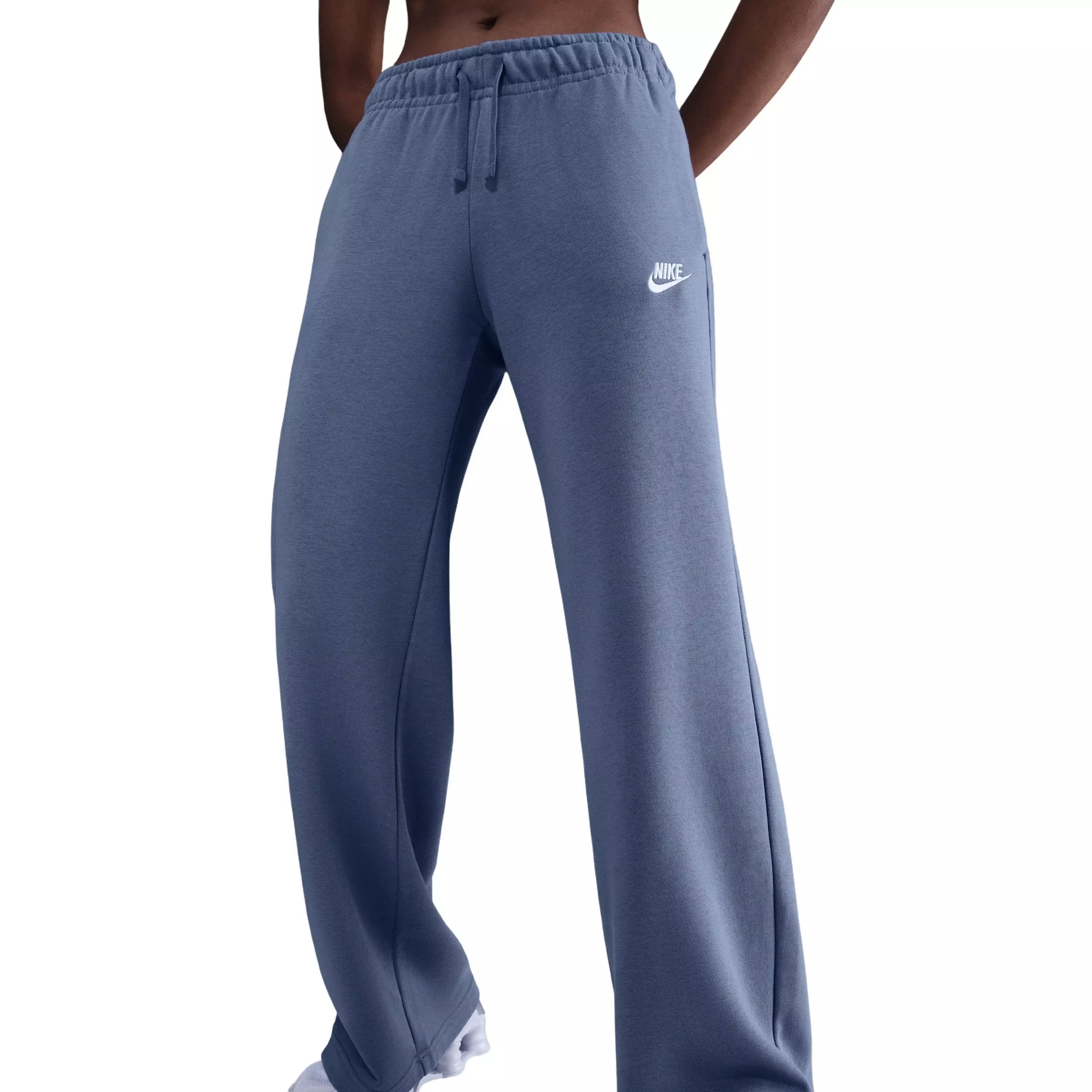 Nike Women's Sportswear Club Fleece Mid-Rise Wide-Leg Sweatpants - Blue - BLUE