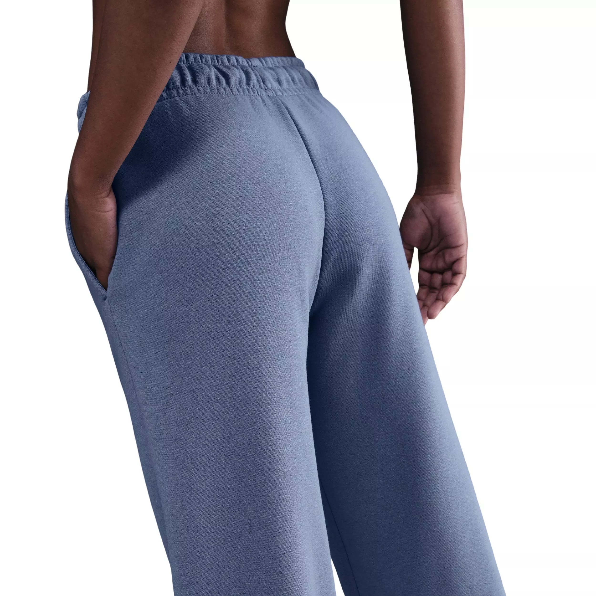 Nike Women's Sportswear Club Fleece Mid-Rise Wide-Leg Sweatpants - Blue - BLUE