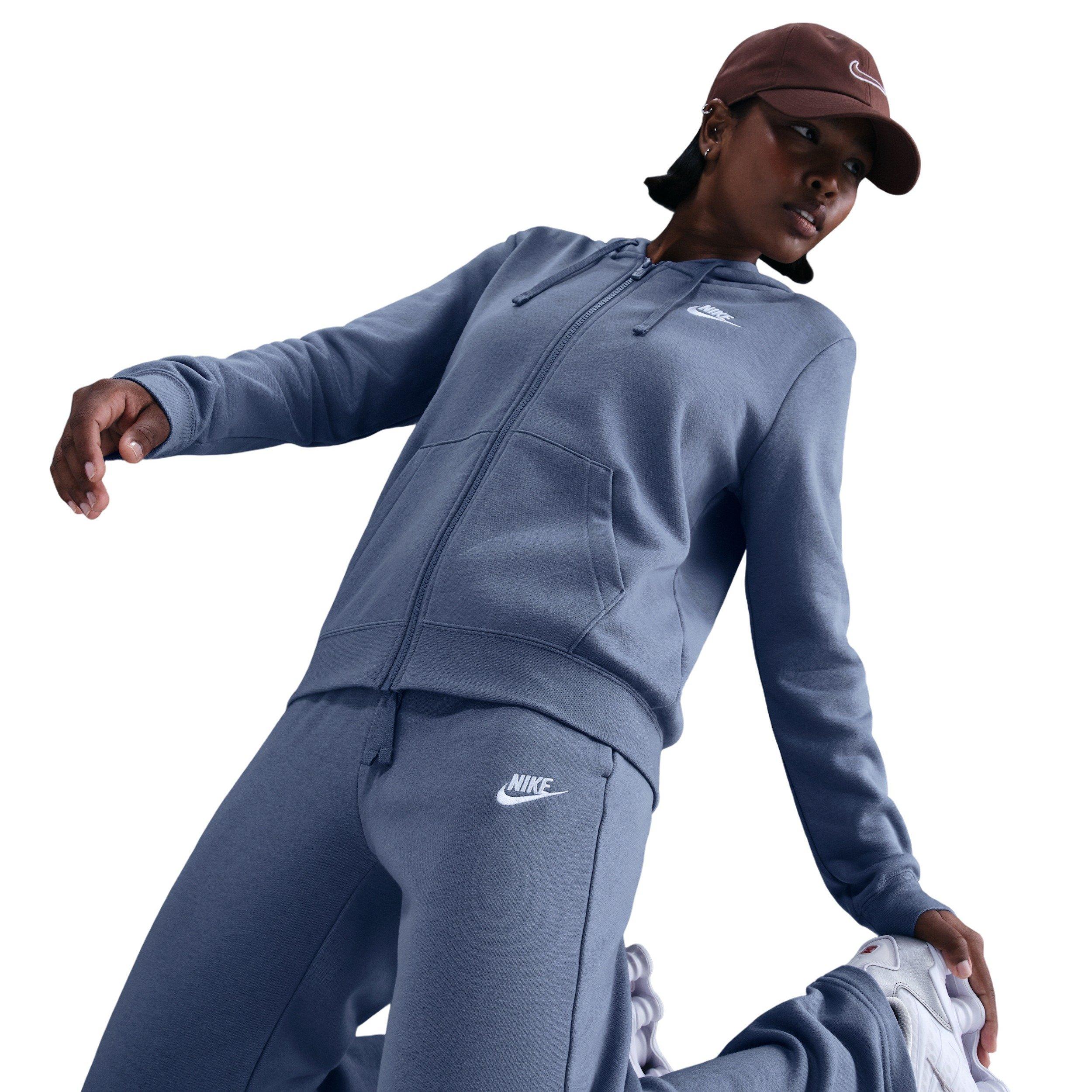 Nike Women's Sportswear Club Fleece Mid-Rise Wide-Leg Sweatpants - Blue - BLUE Thumbnail View 5