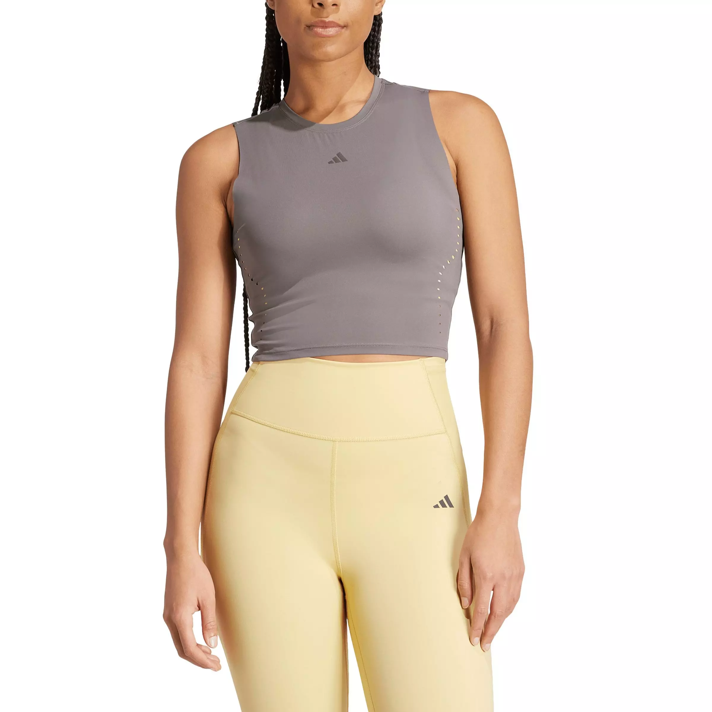 adidas Women's HIIT Crop HEAT.RDY Training Tank Top - Brown - BROWN