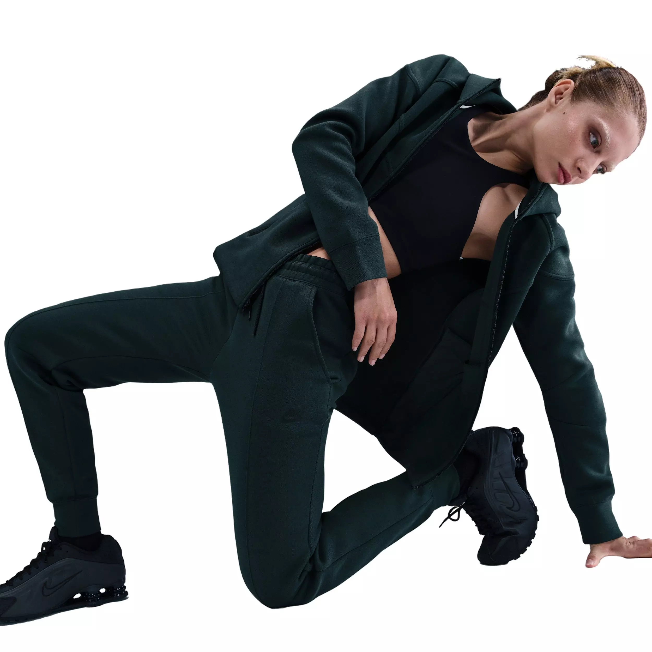 Nike Women's Sportswear Tech Fleece Mid-Rise Joggers - Green - GREEN