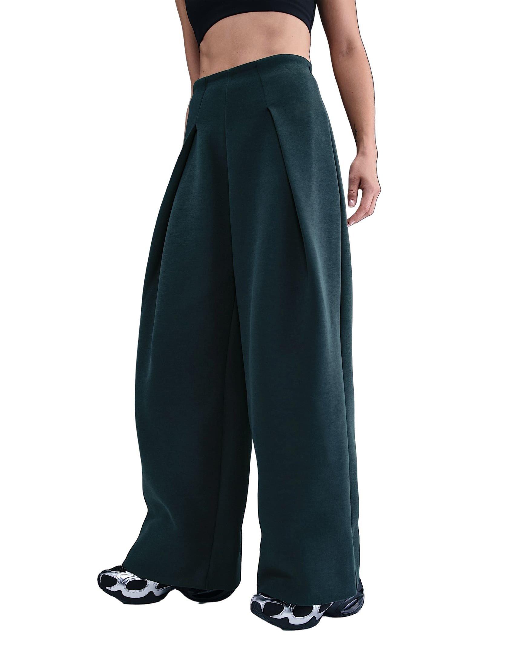 Nike Women's Sportswear Tech Fleece High-Waisted Pleated Pants - Green - GREEN Thumbnail View 3