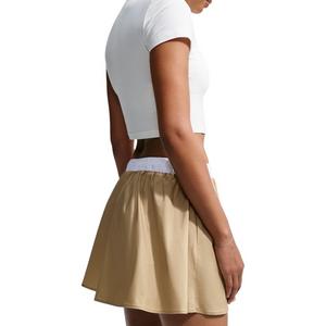 Nike Women's Sportswear Mid-Rise Poplin Mini Skirt - Beige - BEIGE