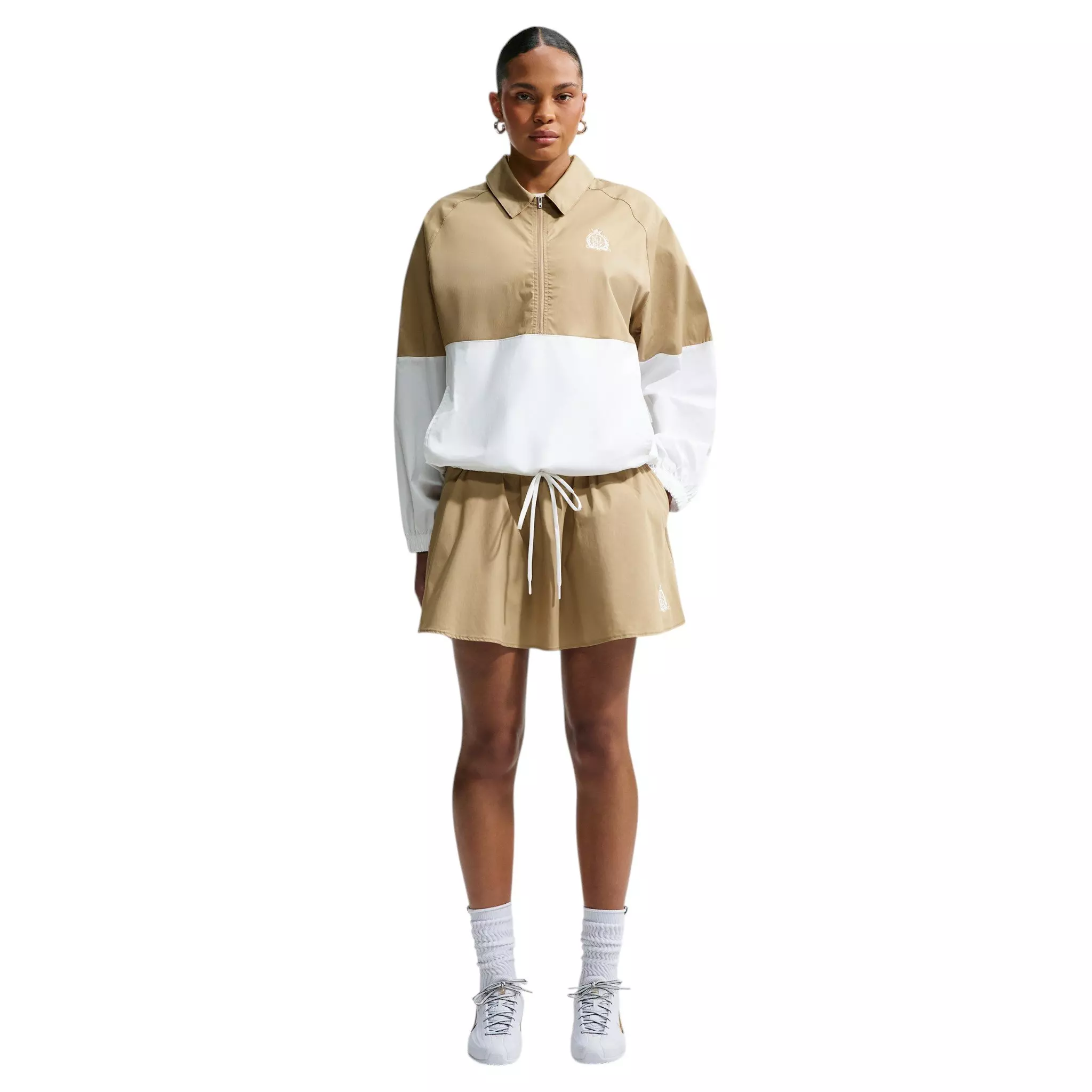 Nike Women's Sportswear Mid-Rise Poplin Mini Skirt - Beige - BEIGE