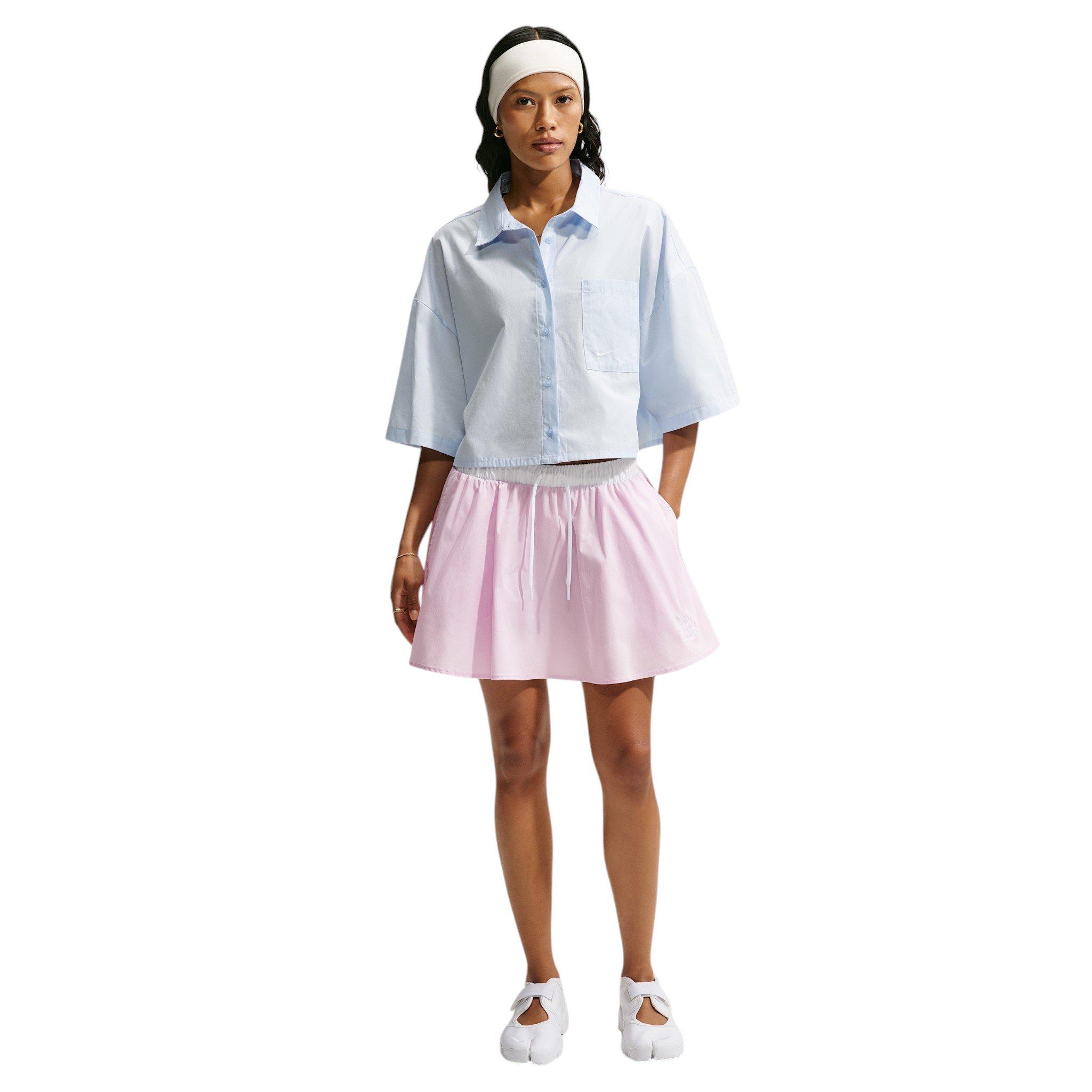 Nike Women's Sportswear Mid-Rise Poplin Mini Skirt - Bleached Lilac - BLEACHED LILAC  Thumbnail View 4