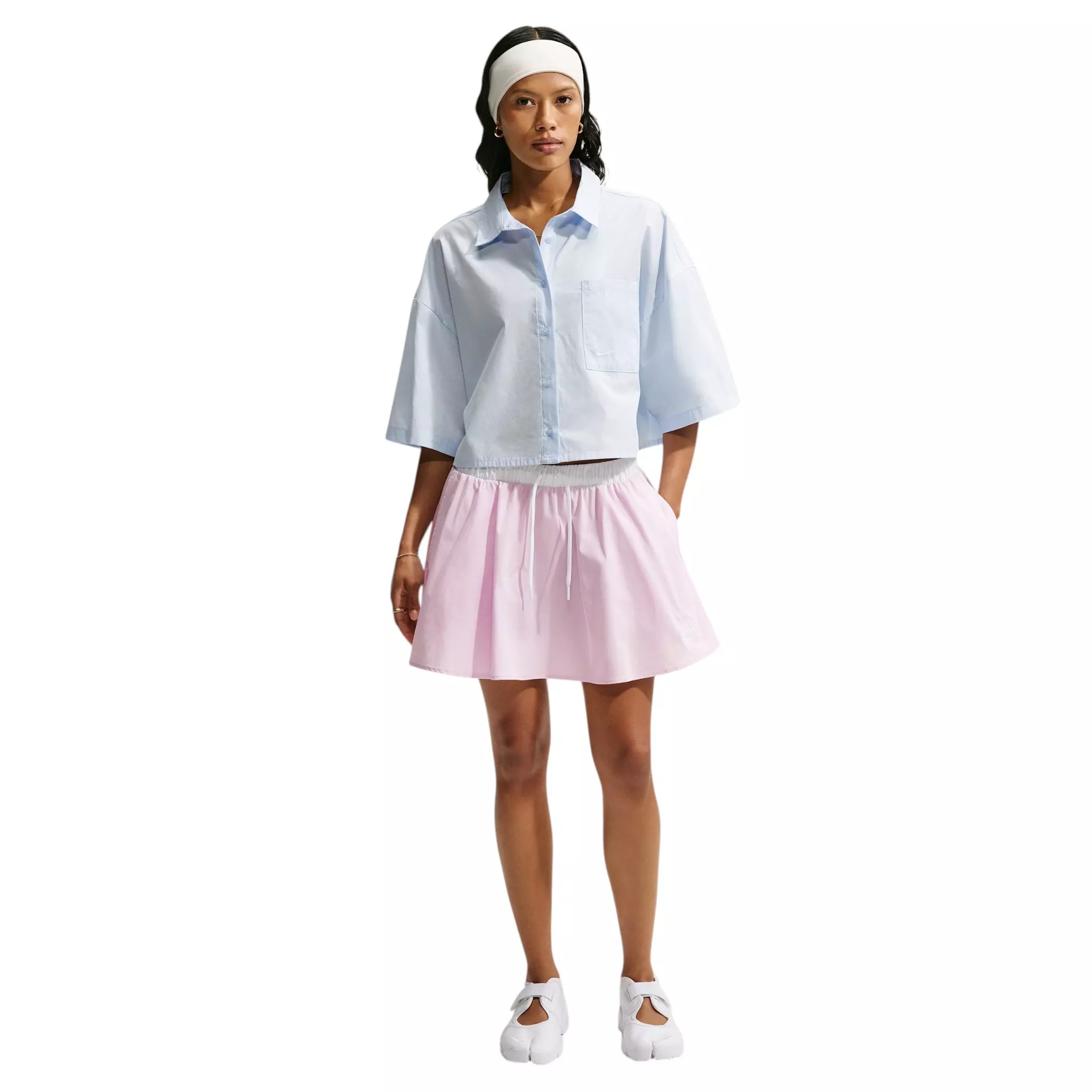 Nike Women's Sportswear Mid-Rise Poplin Mini Skirt - Bleached Lilac - BLEACHED LILAC 