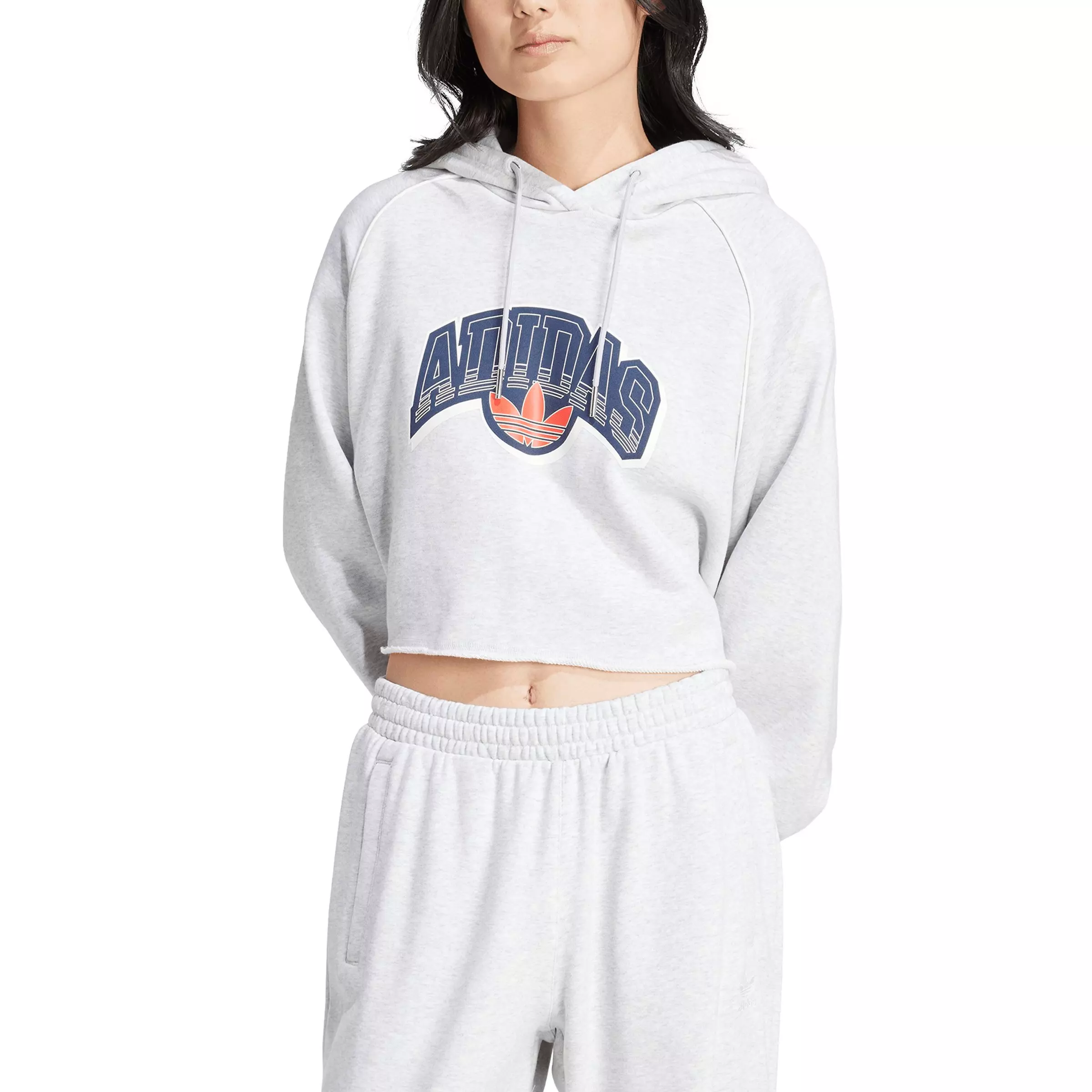 adidas Originals Women's Cropped Hoodie - Grey - GREY