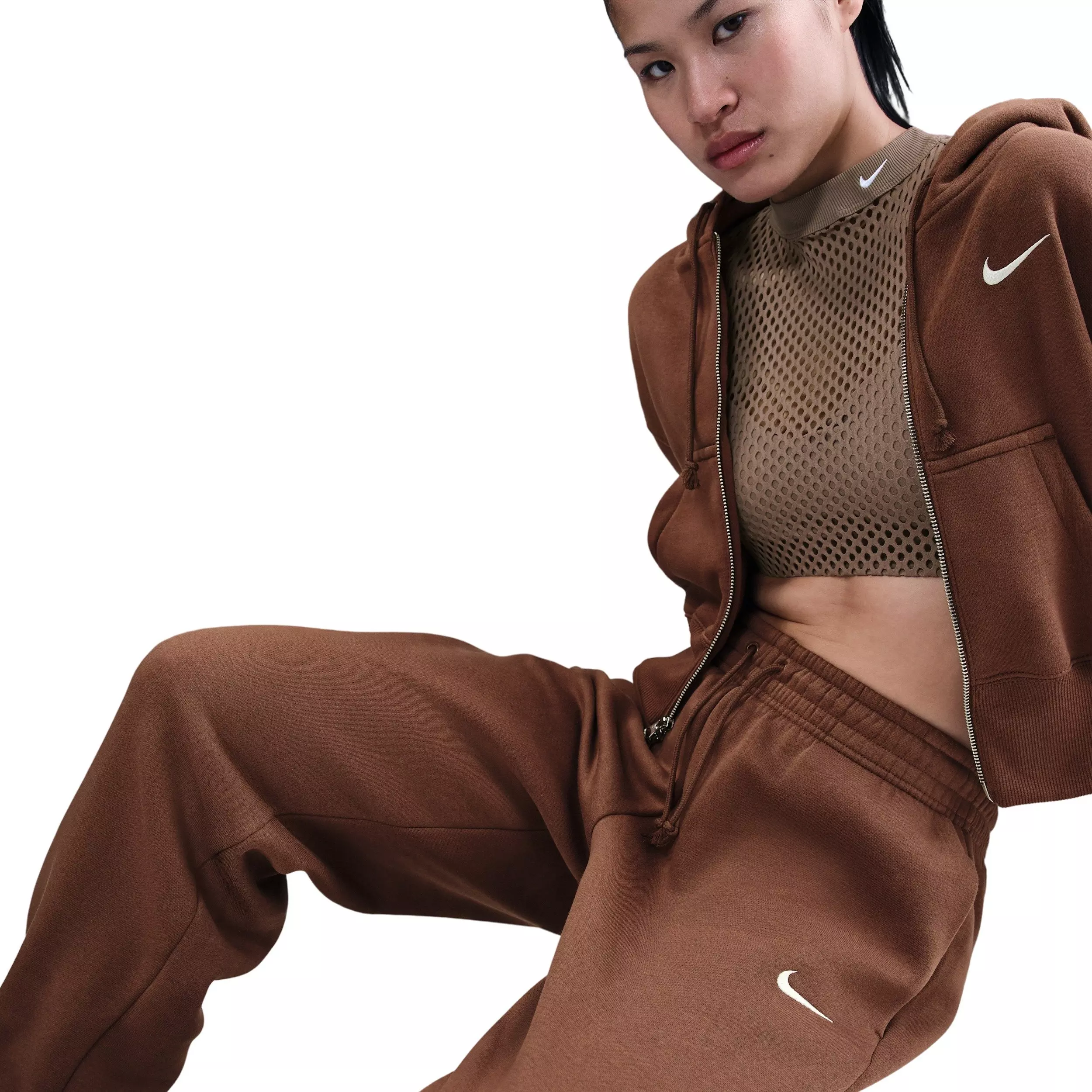 Nike Women's Sportswear Phoenix Fleece High-Waisted Oversized Sweatpants - Brown - BROWN